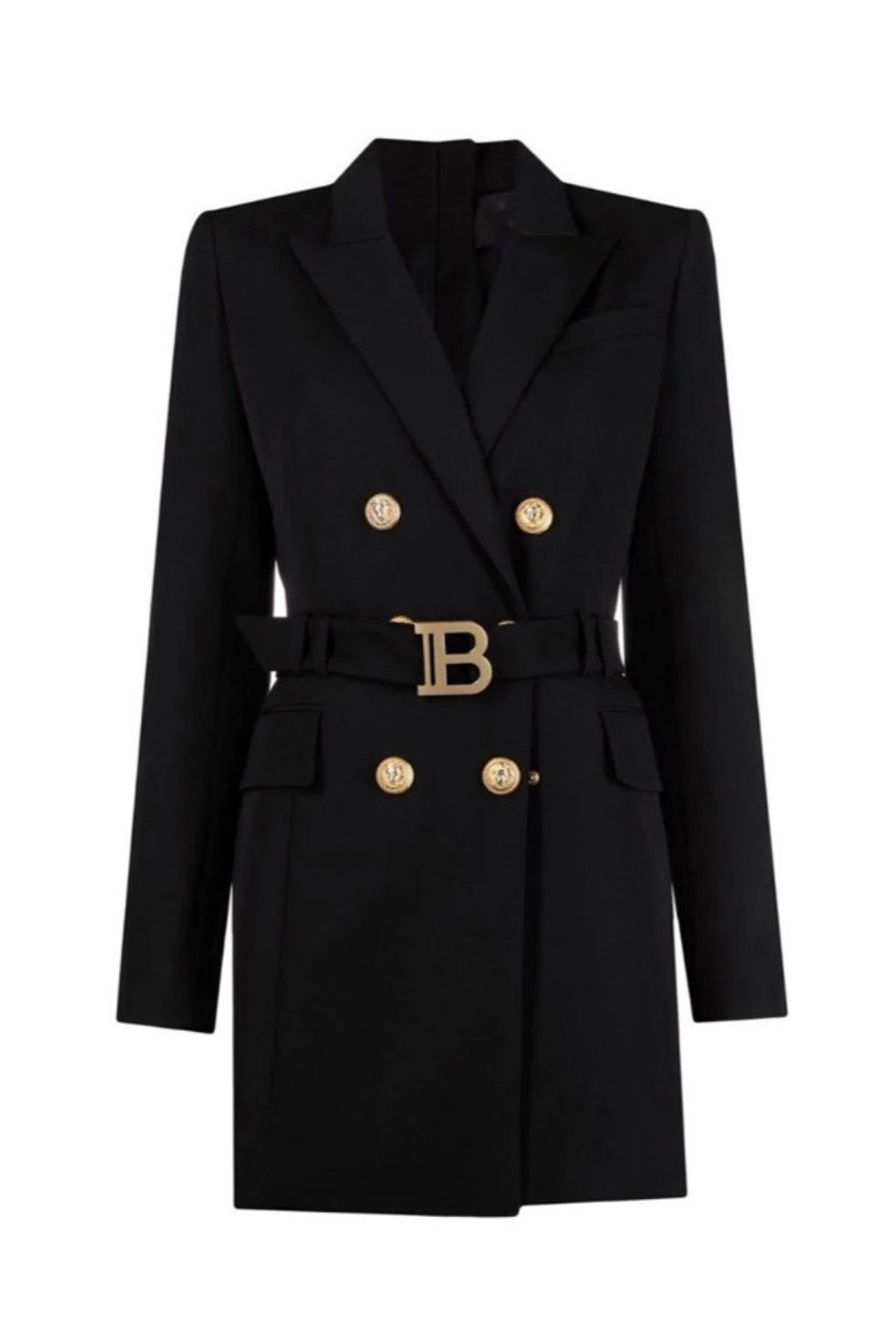 Freya Black Belted Metal Button Mini Dress