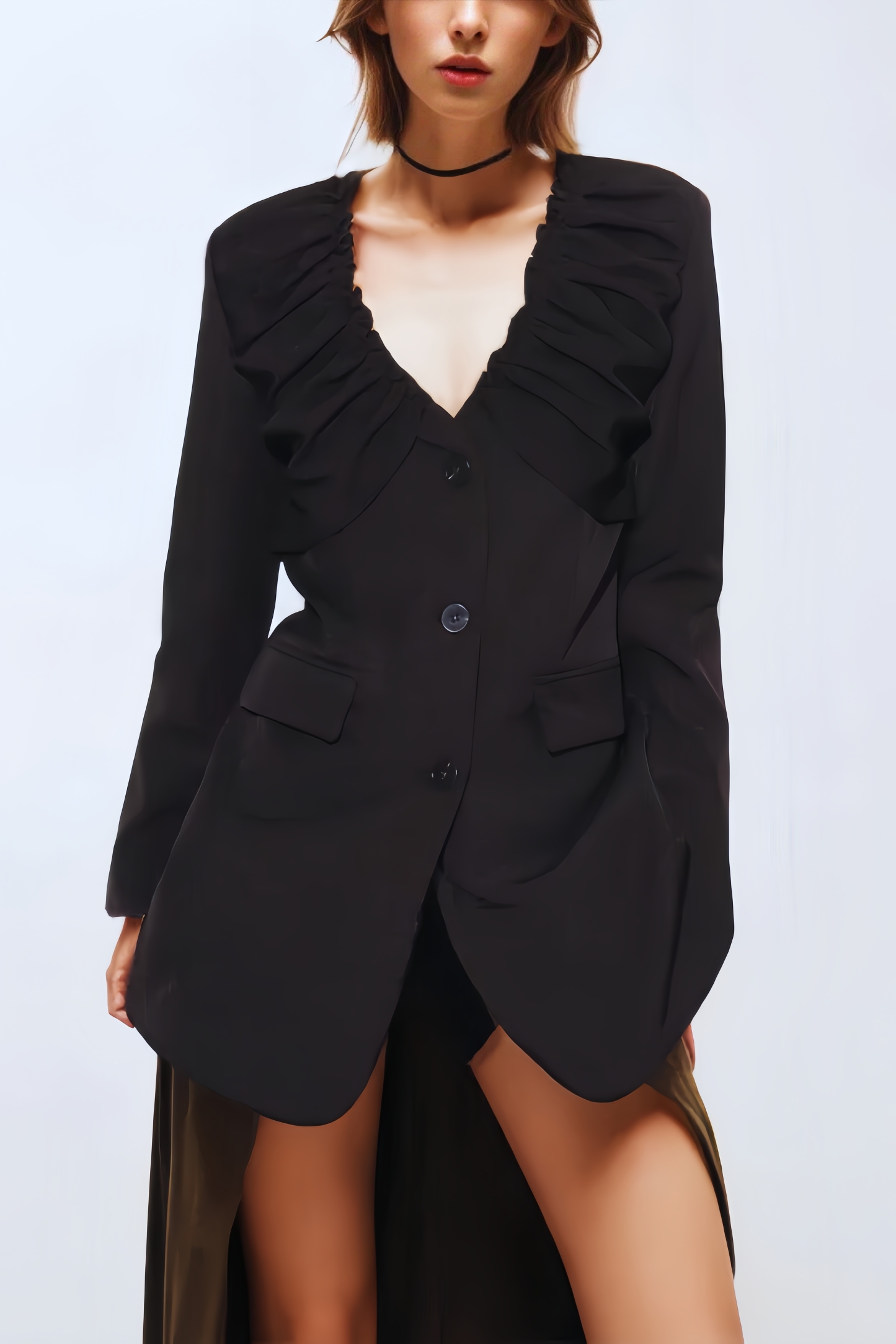 Austyn V-Neck Pleated Blazer
