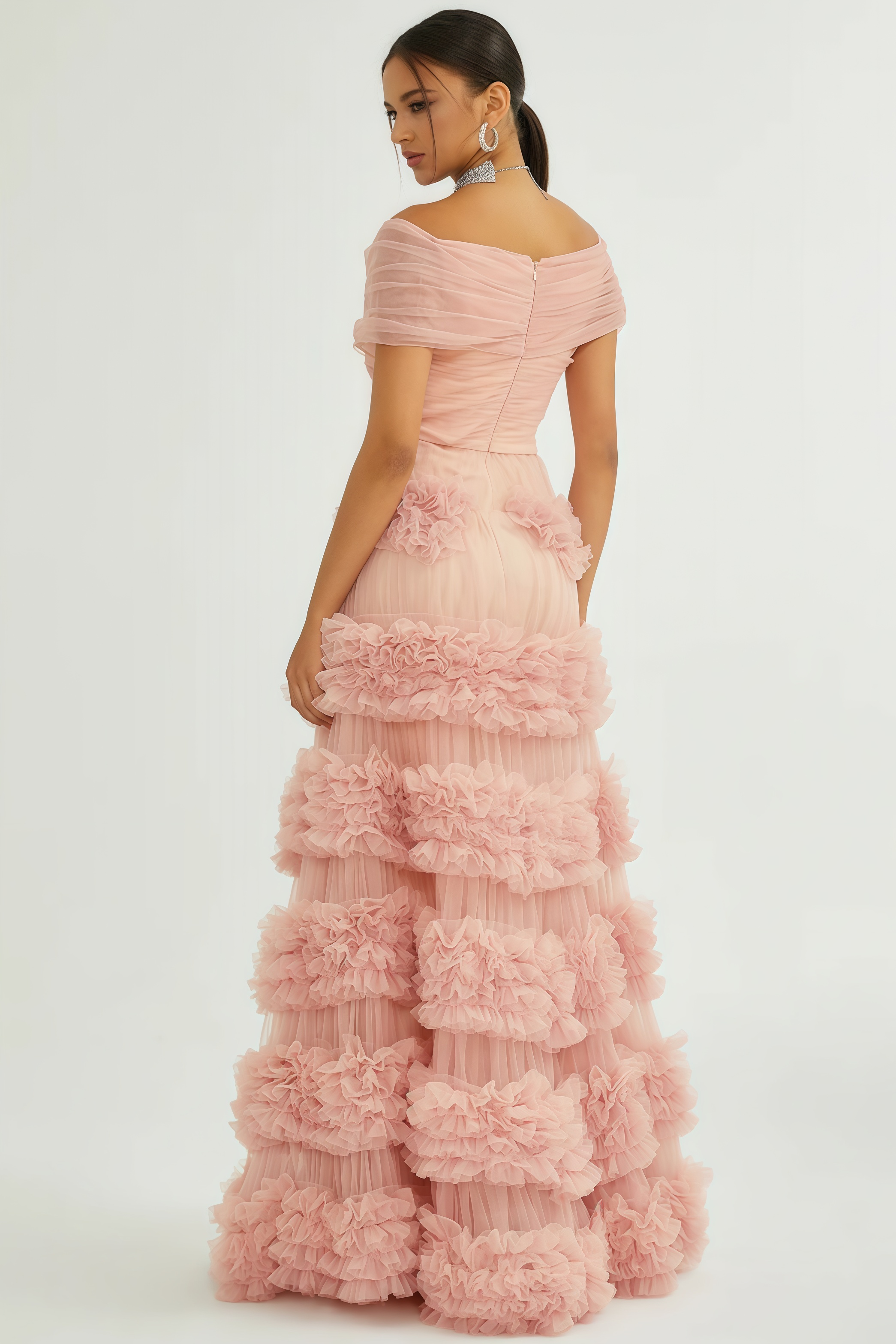 Quinly Pink Tiered Maxi Dress