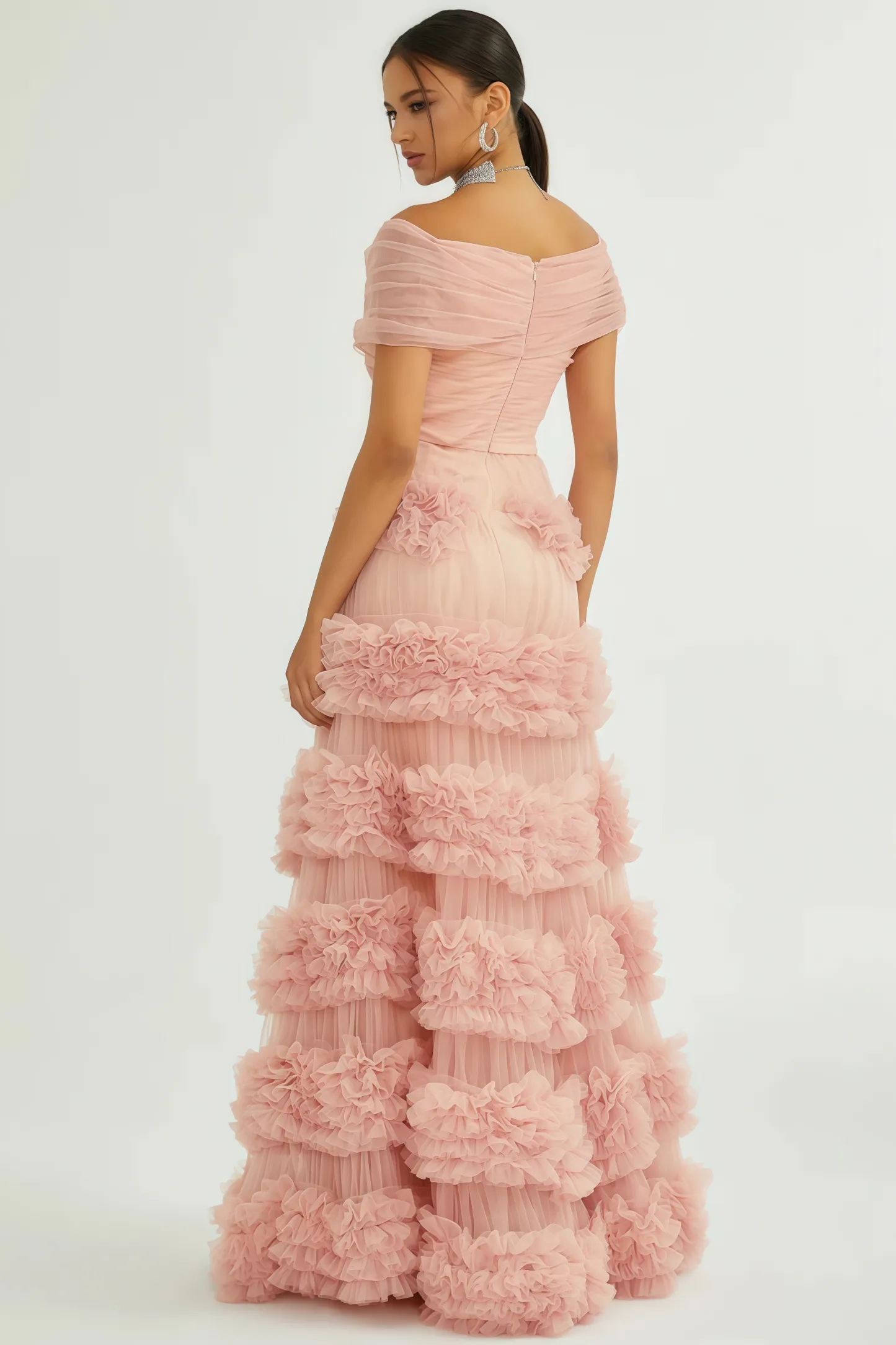 Quinly Pink Tiered Maxi Dress