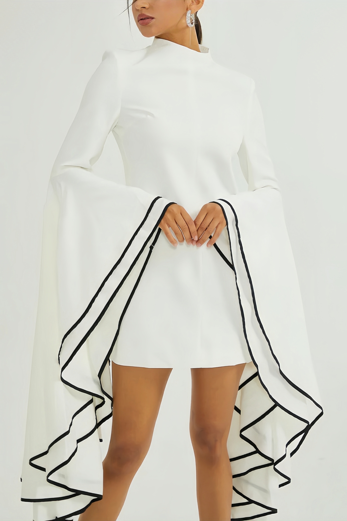 Adina Big Ruffle Sleeve Maxi Dress-White