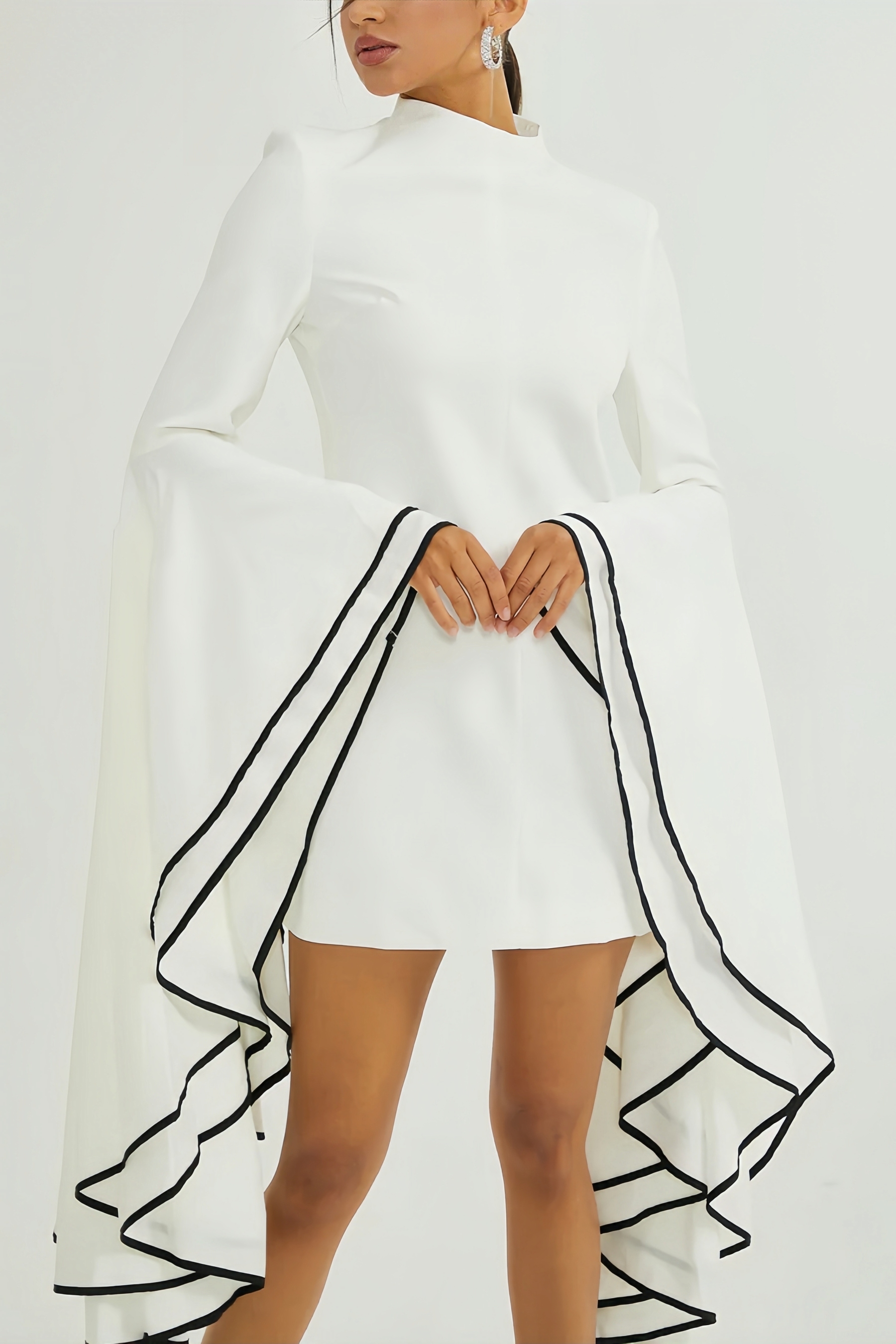 Adina Big Ruffle Sleeve Maxi Dress-White