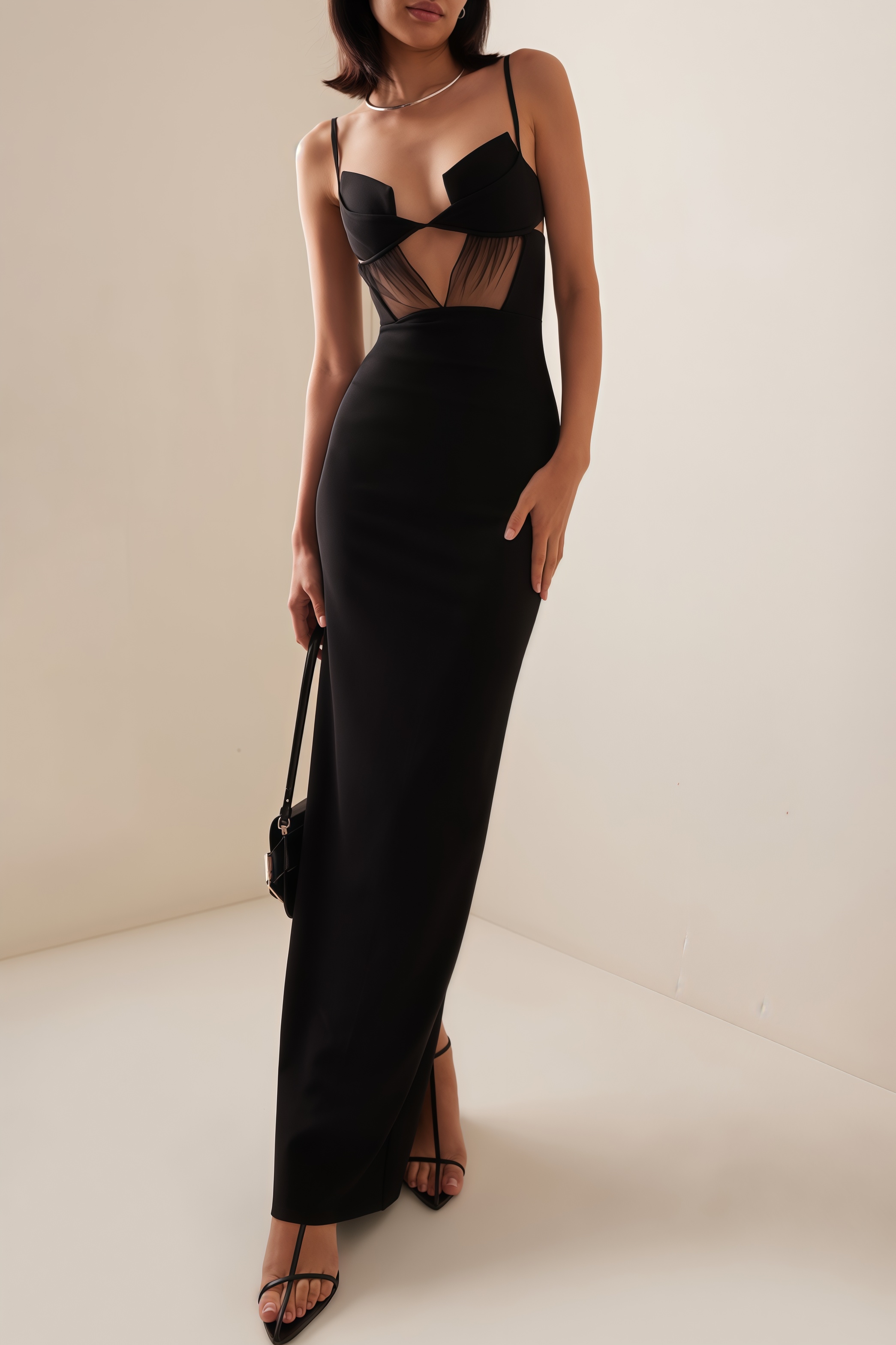 Mauda Cutout Crepe Bustier Maxi Dress