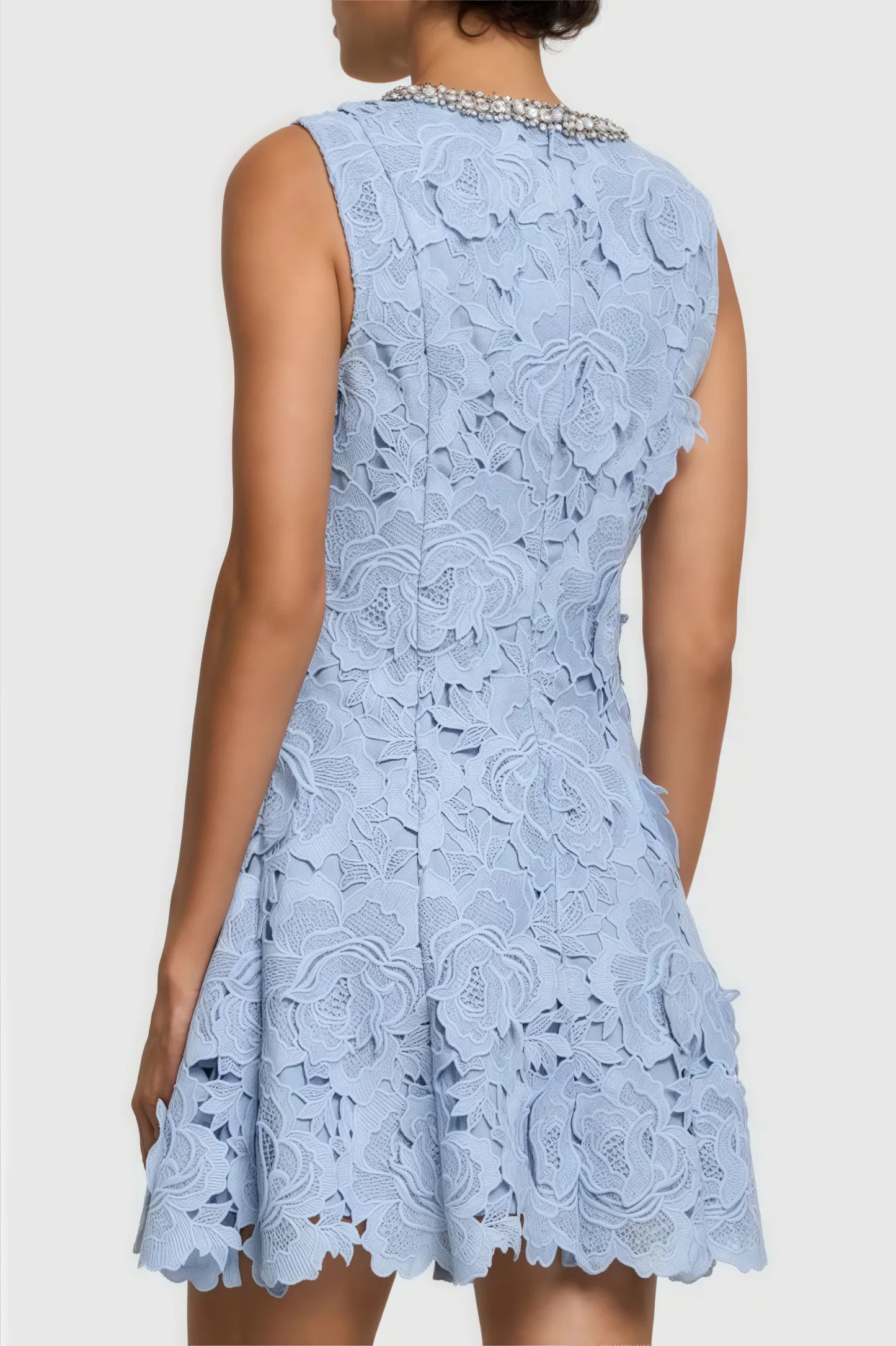 Beldend Sleeveless Floral Lace Mini Dress