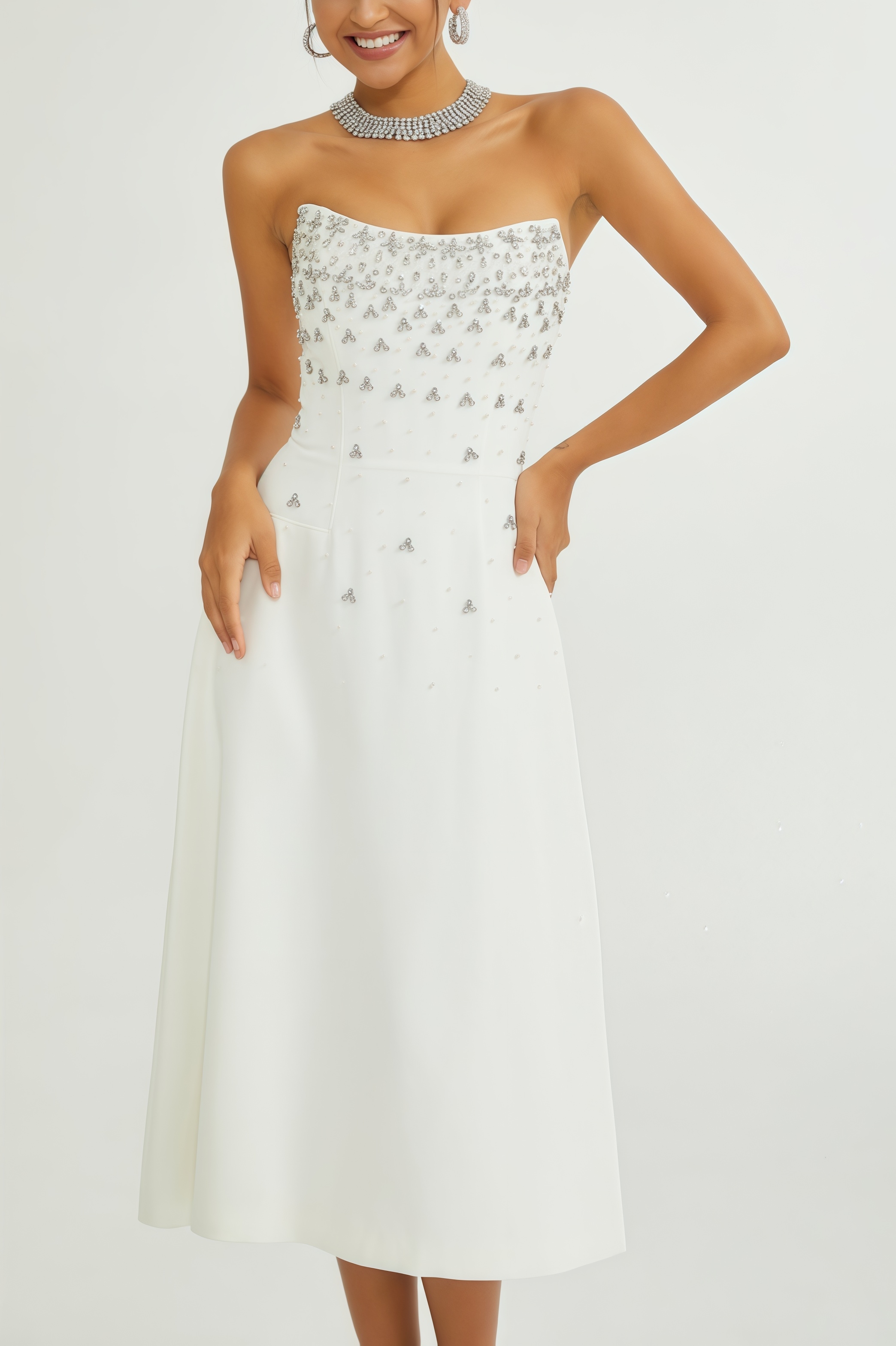 Zirana White Diamond Maxi Dress
