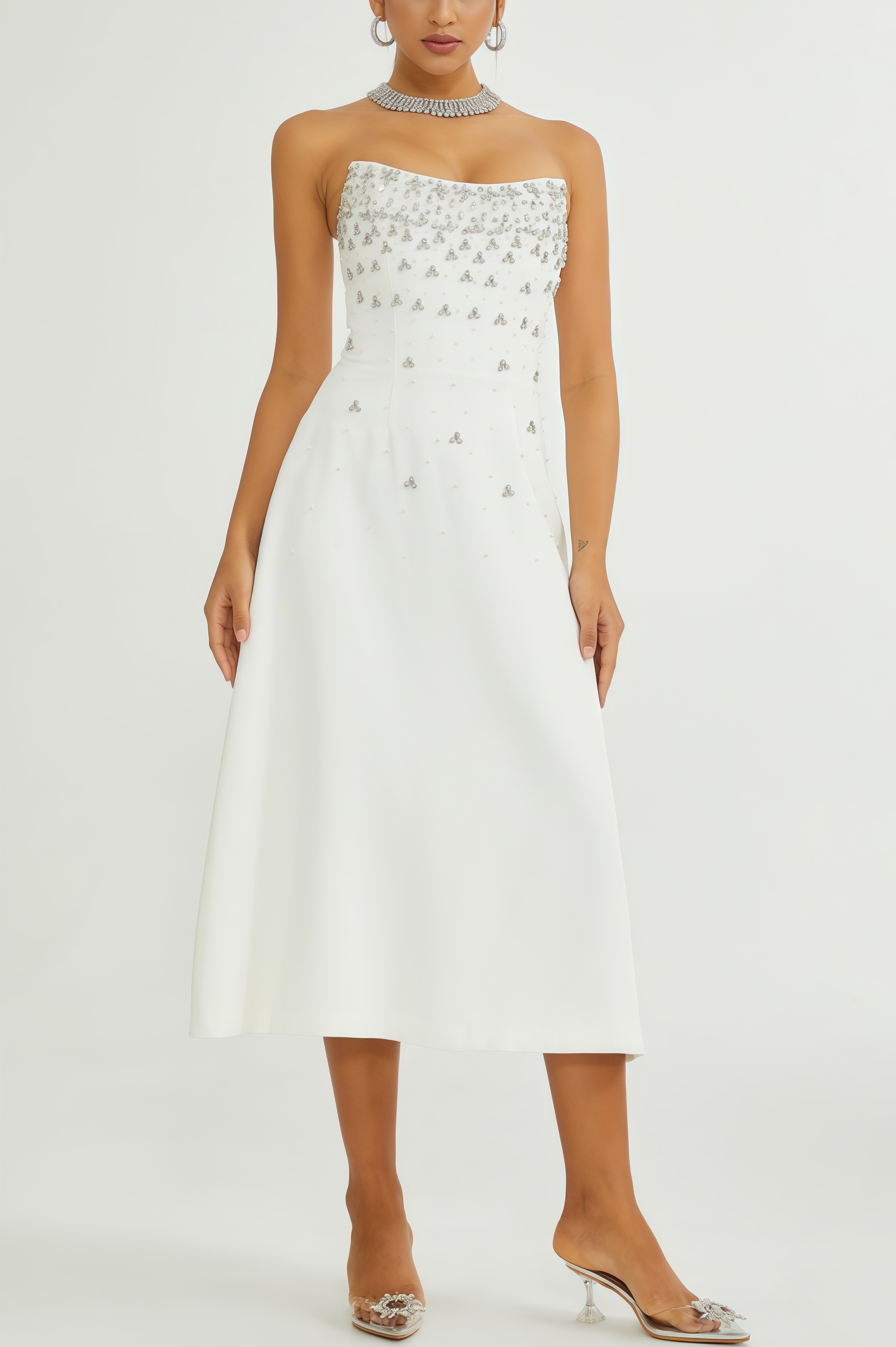 Zirana White Diamond Maxi Dress