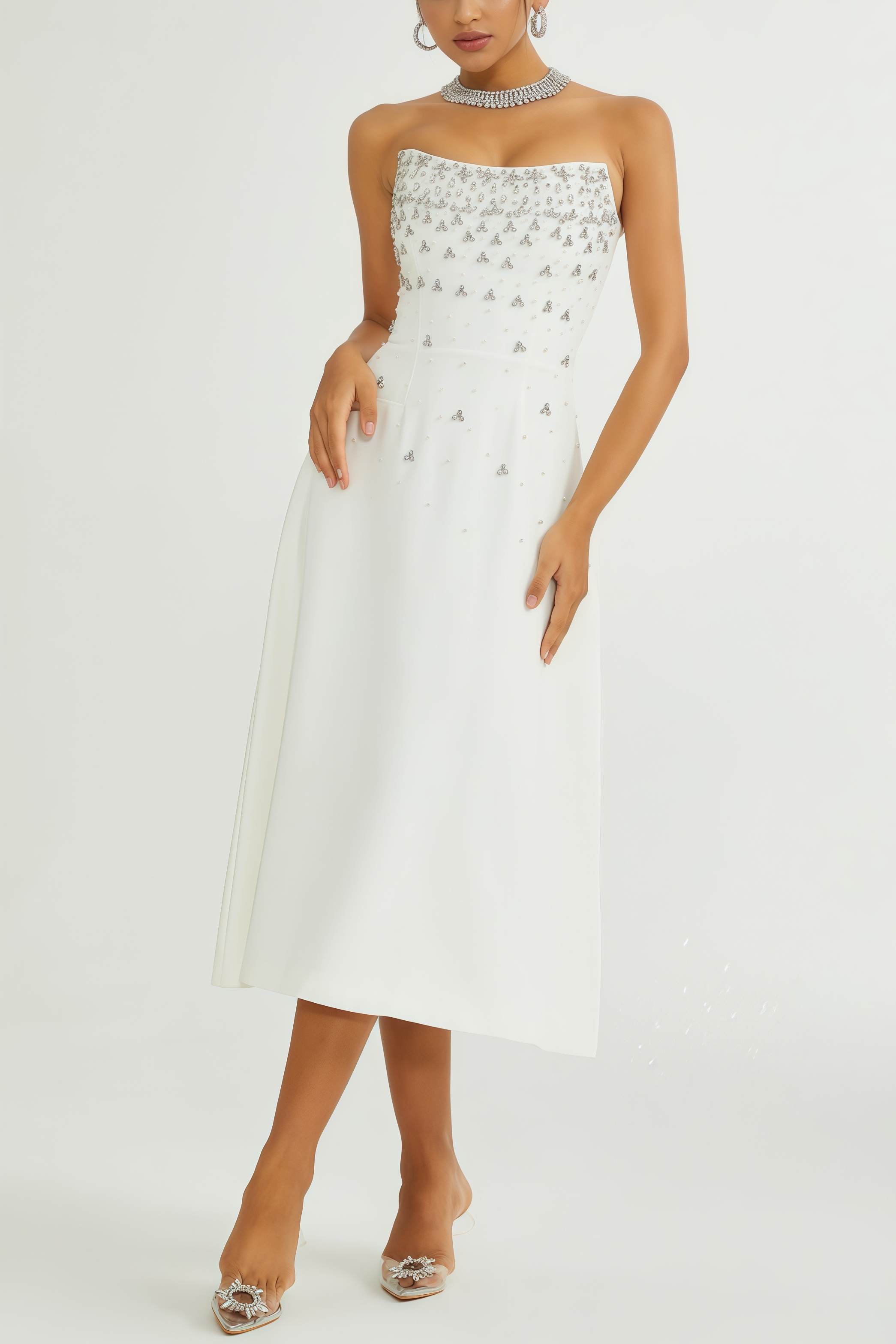 Zirana White Diamond Maxi Dress