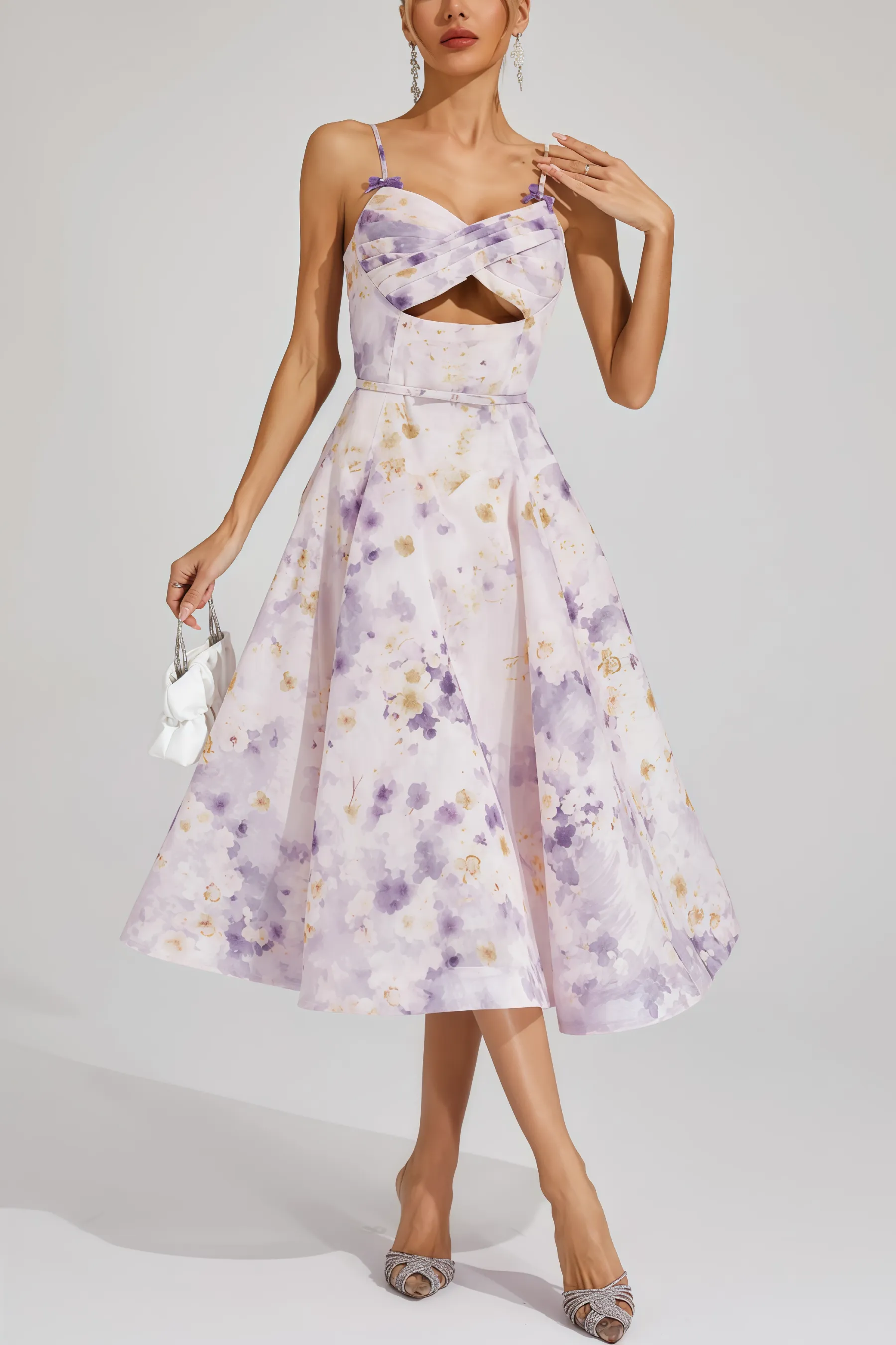 Laurns Purple Holiday Slip Midi Dress