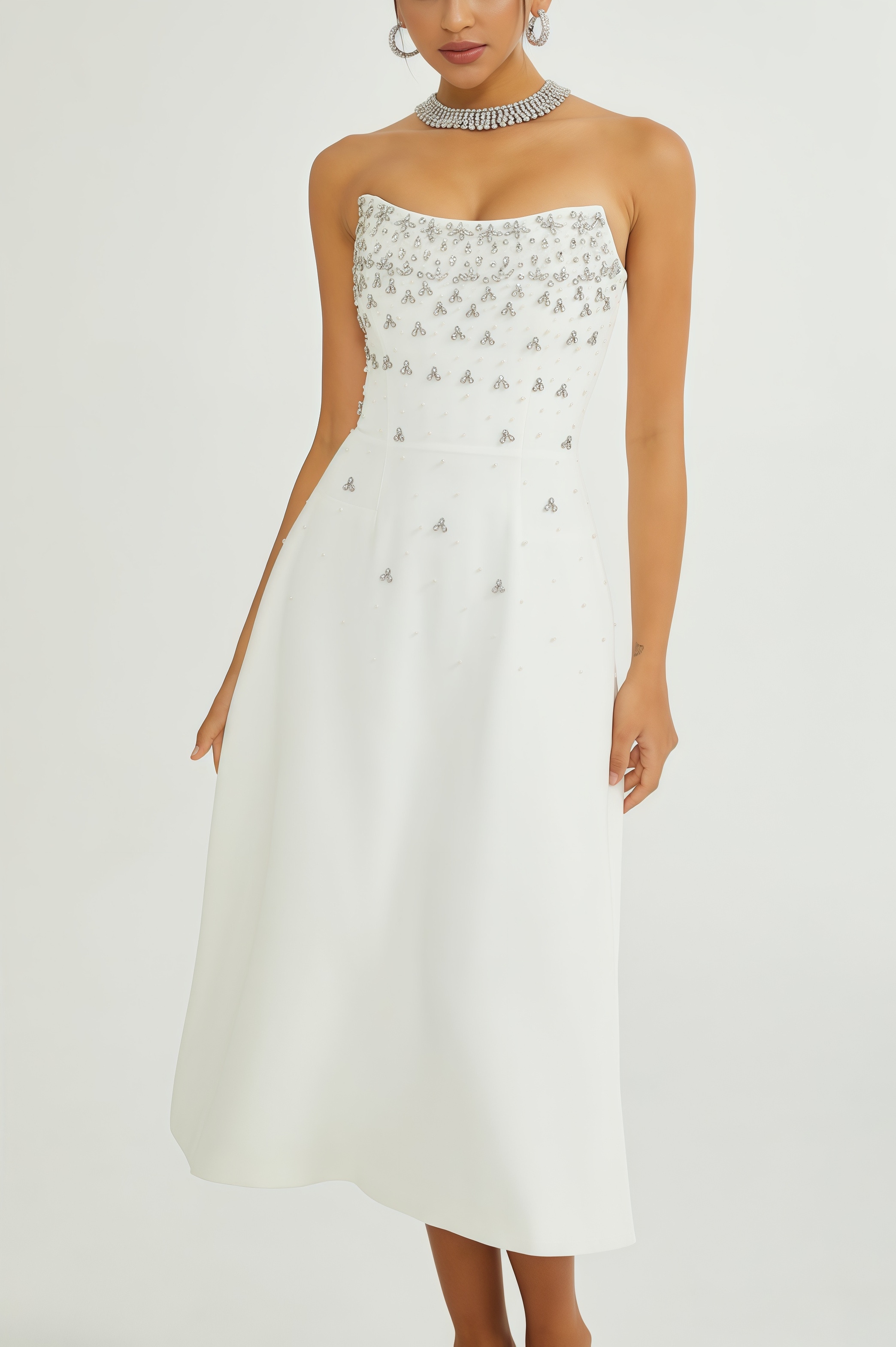 Zirana White Diamond Maxi Dress
