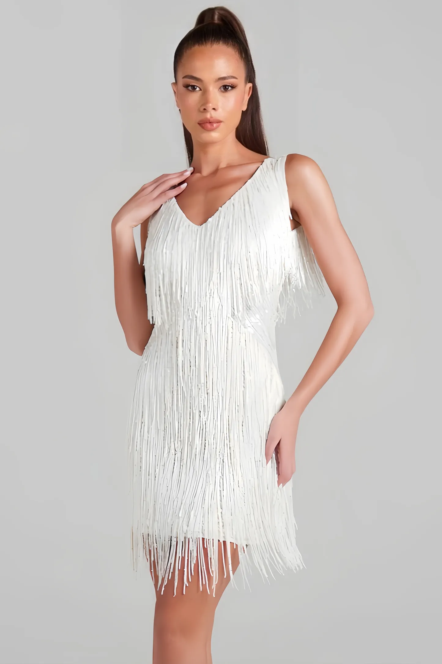 Janan White Fringed Mini Skirt