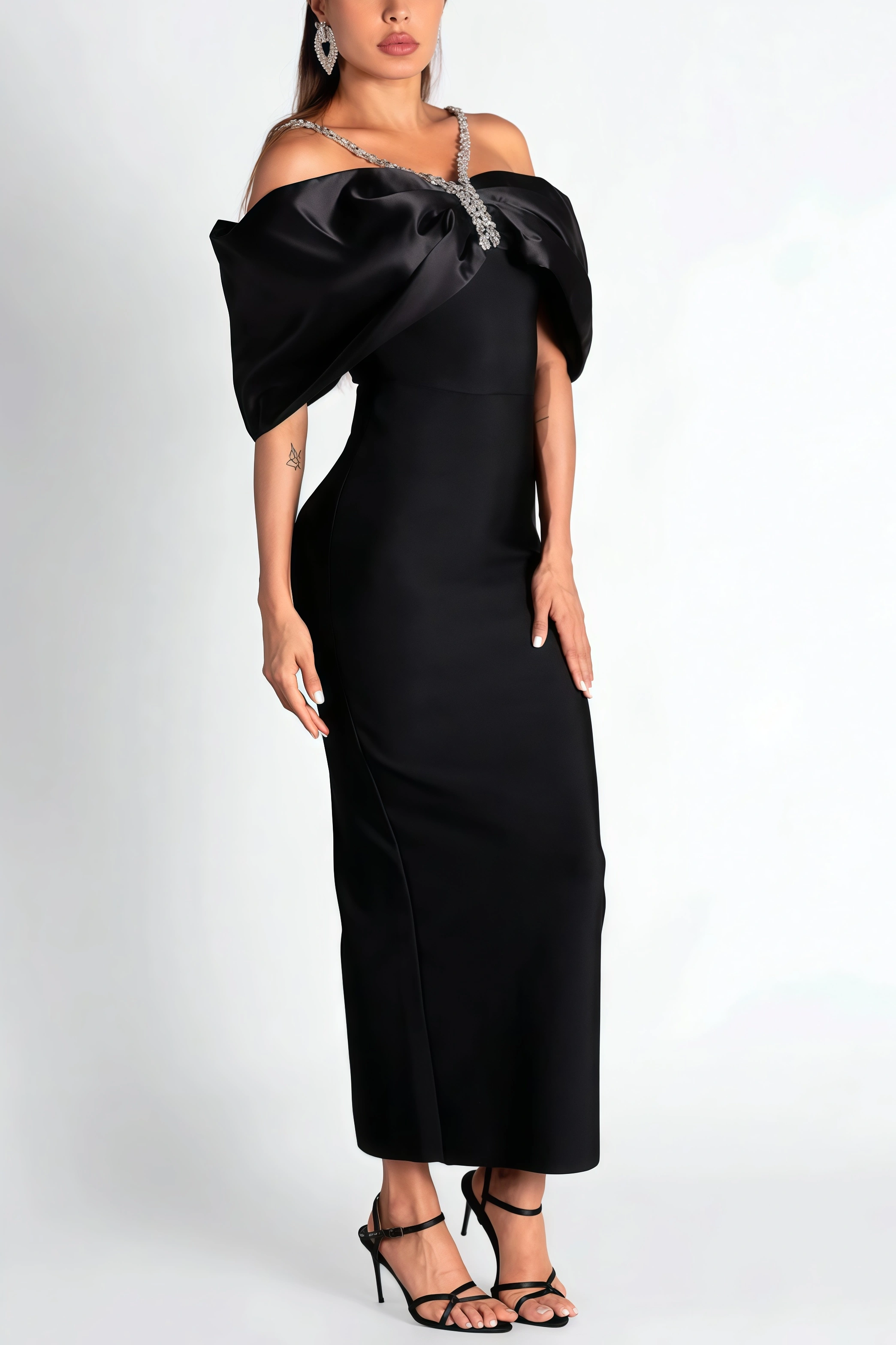 Sequin One Shoulder Diamond Maxi Dress