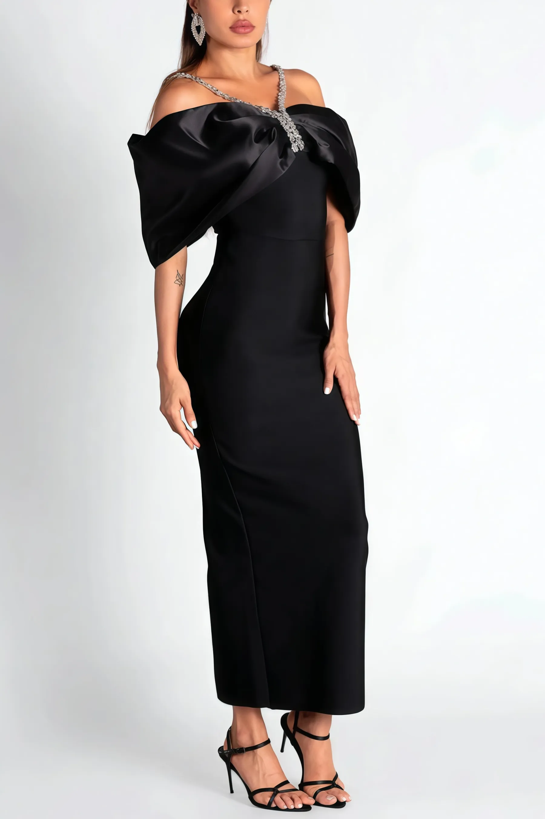 Sequin One Shoulder Diamond Maxi Dress