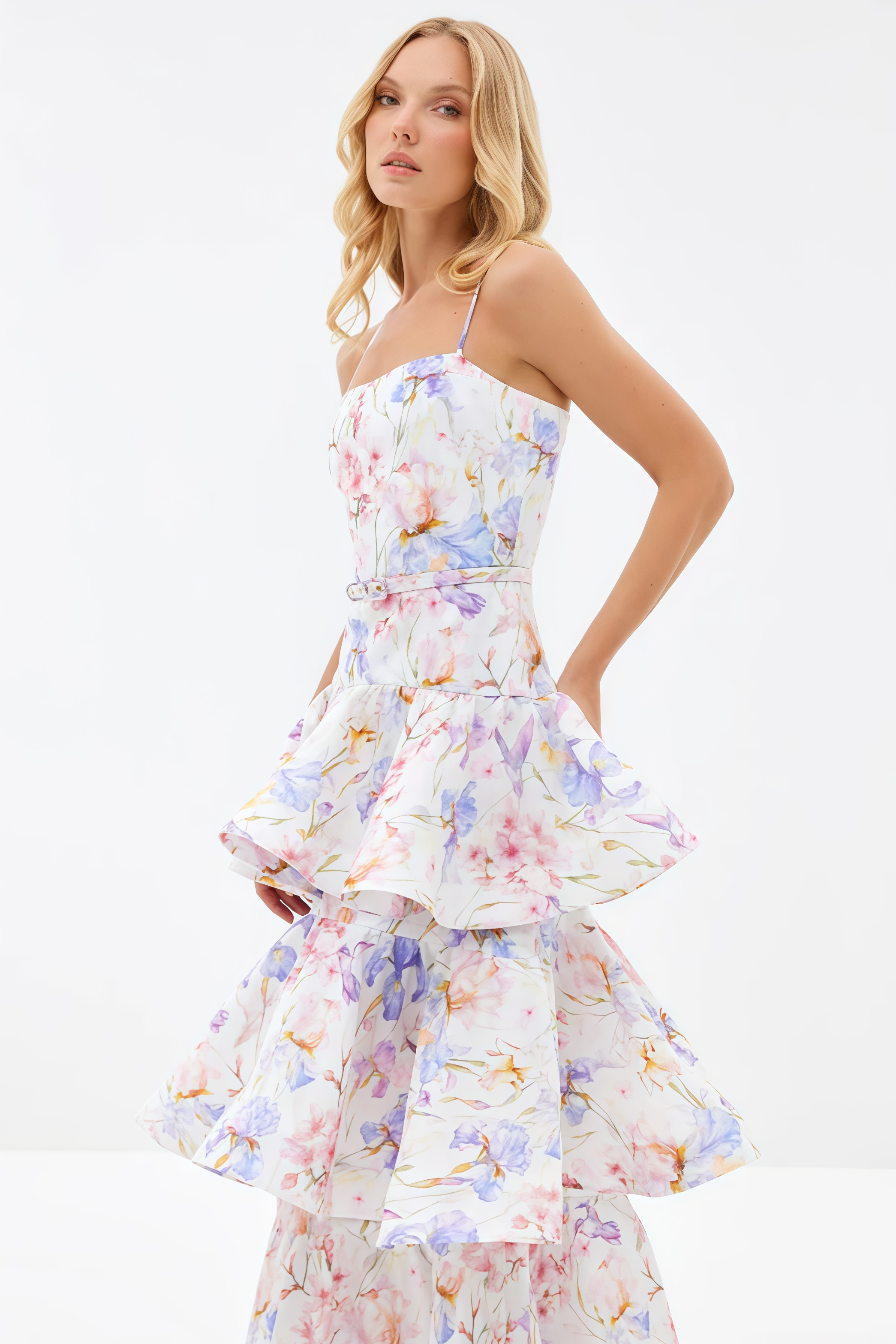 Mirkrt Strapless Floral Maxi Dress