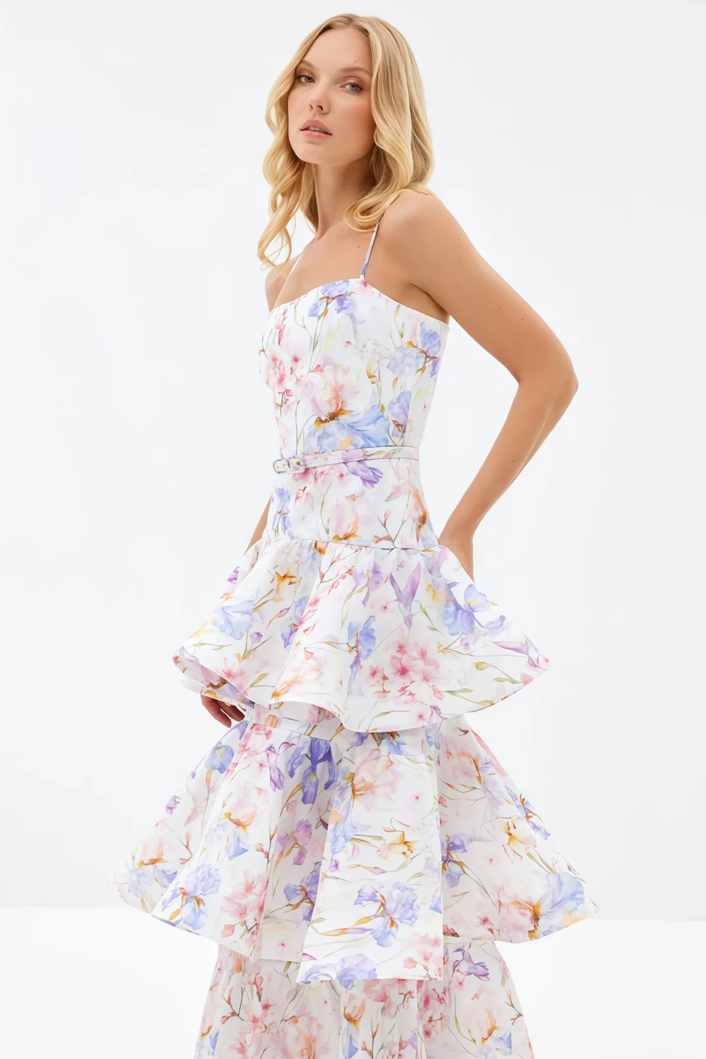 Mirkrt Strapless Floral Maxi Dress