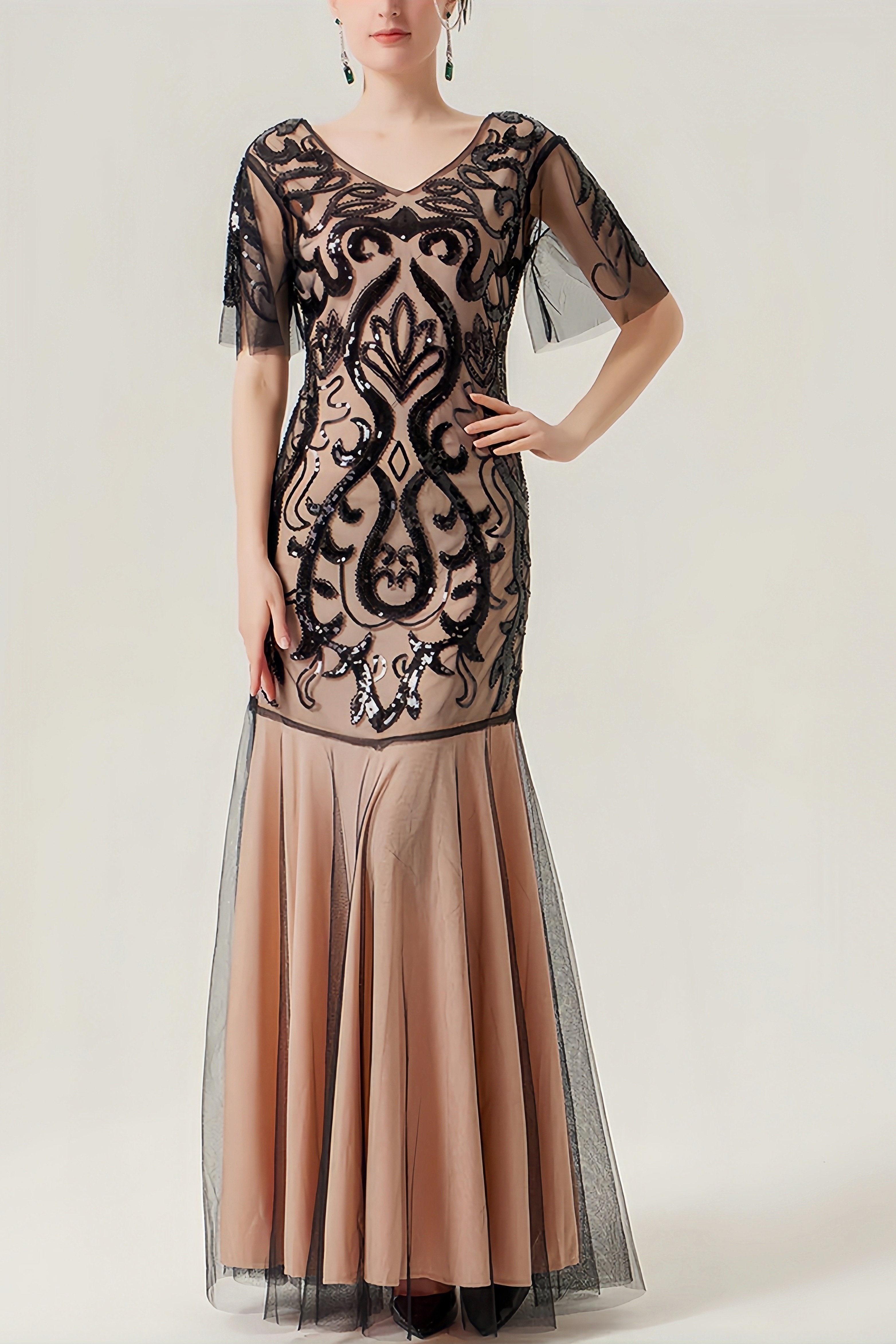 Jozie Black Pink Tulle Maxi Dress