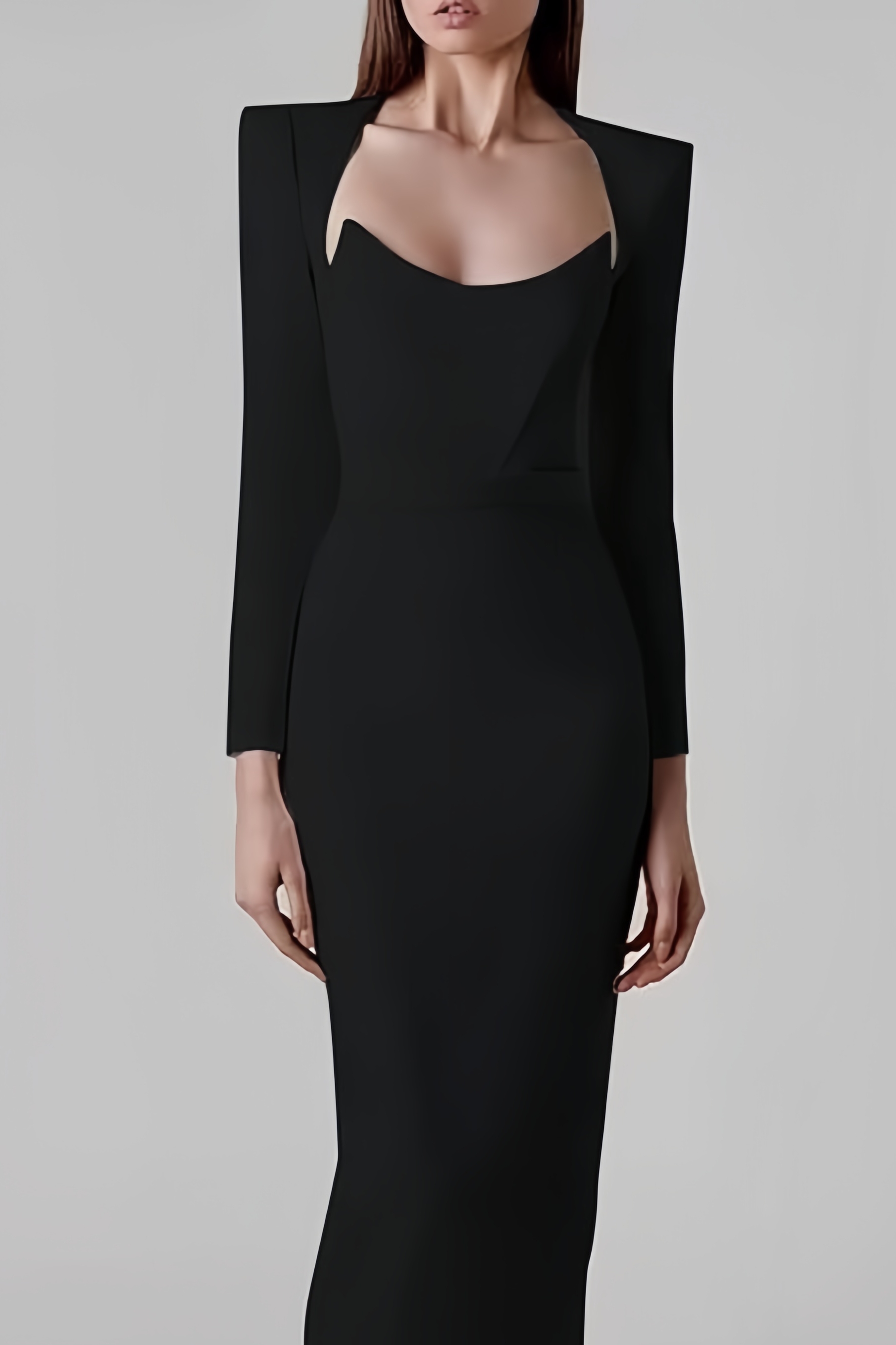 Emily Square Neck Cowl Shoulder Maxi Dress-Black