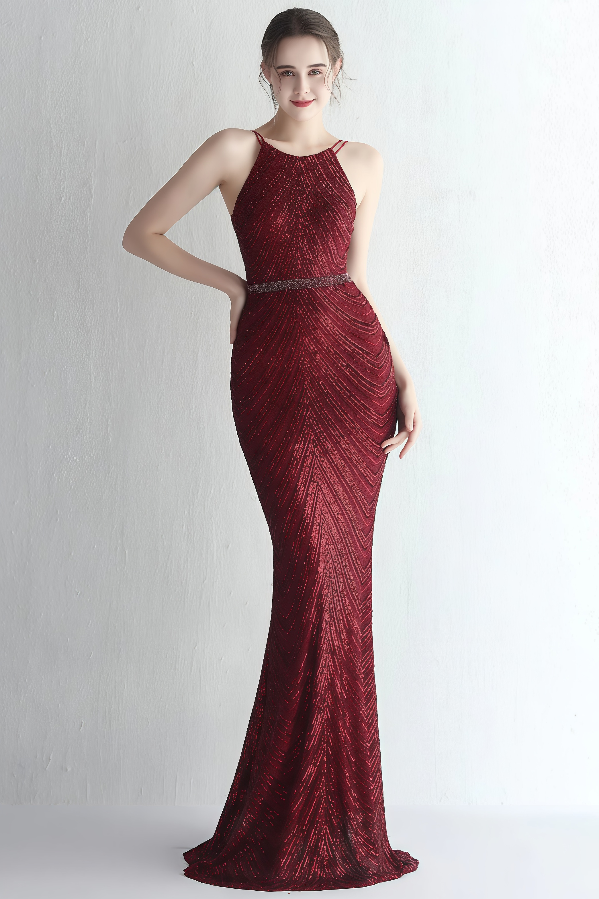 Fritz Spaghetti Strap Sequin Maxi Dress