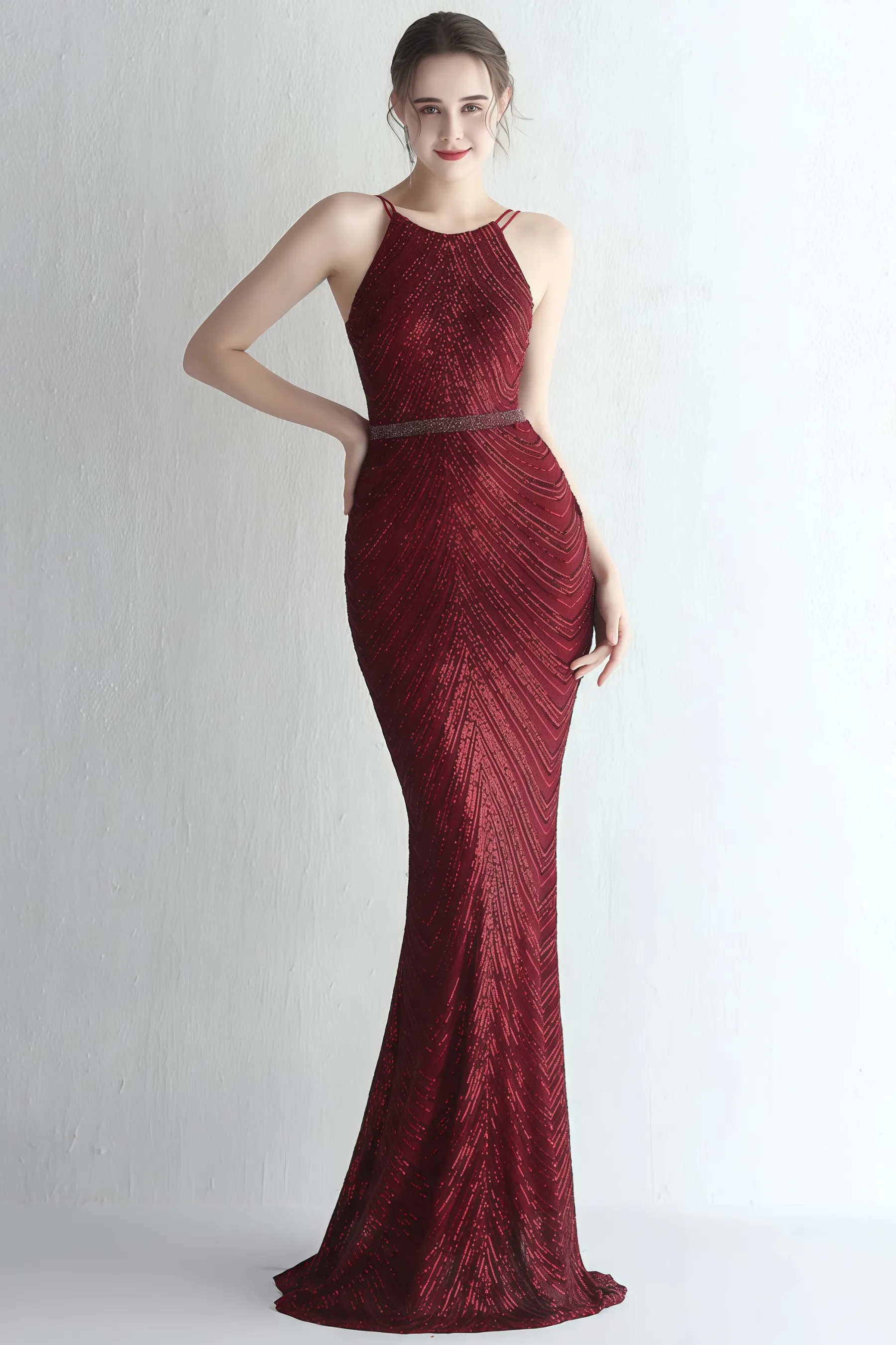 Fritz Spaghetti Strap Sequin Maxi Dress
