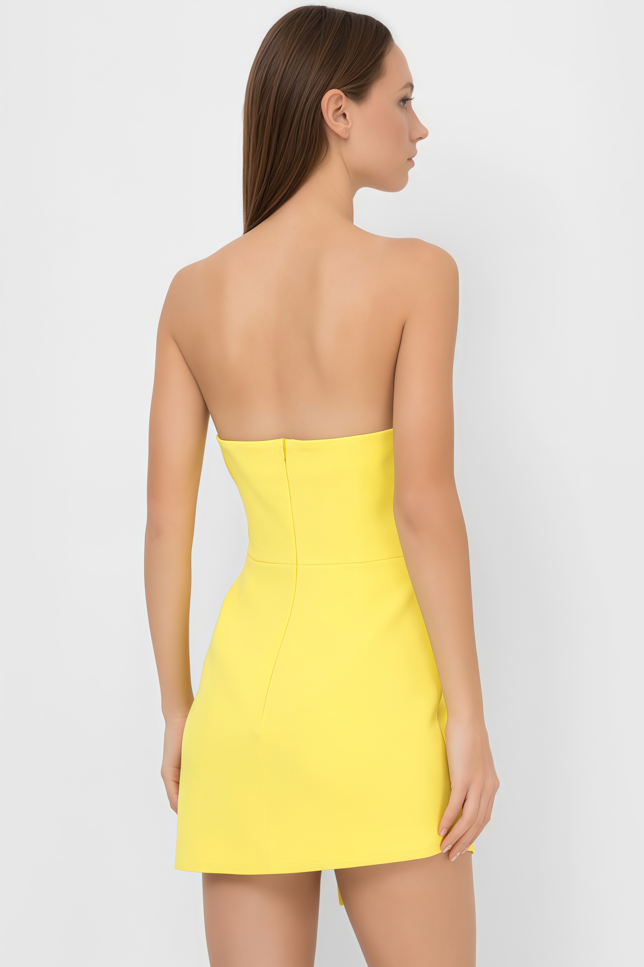 Sable Crystal Applique Slit Mini Dress