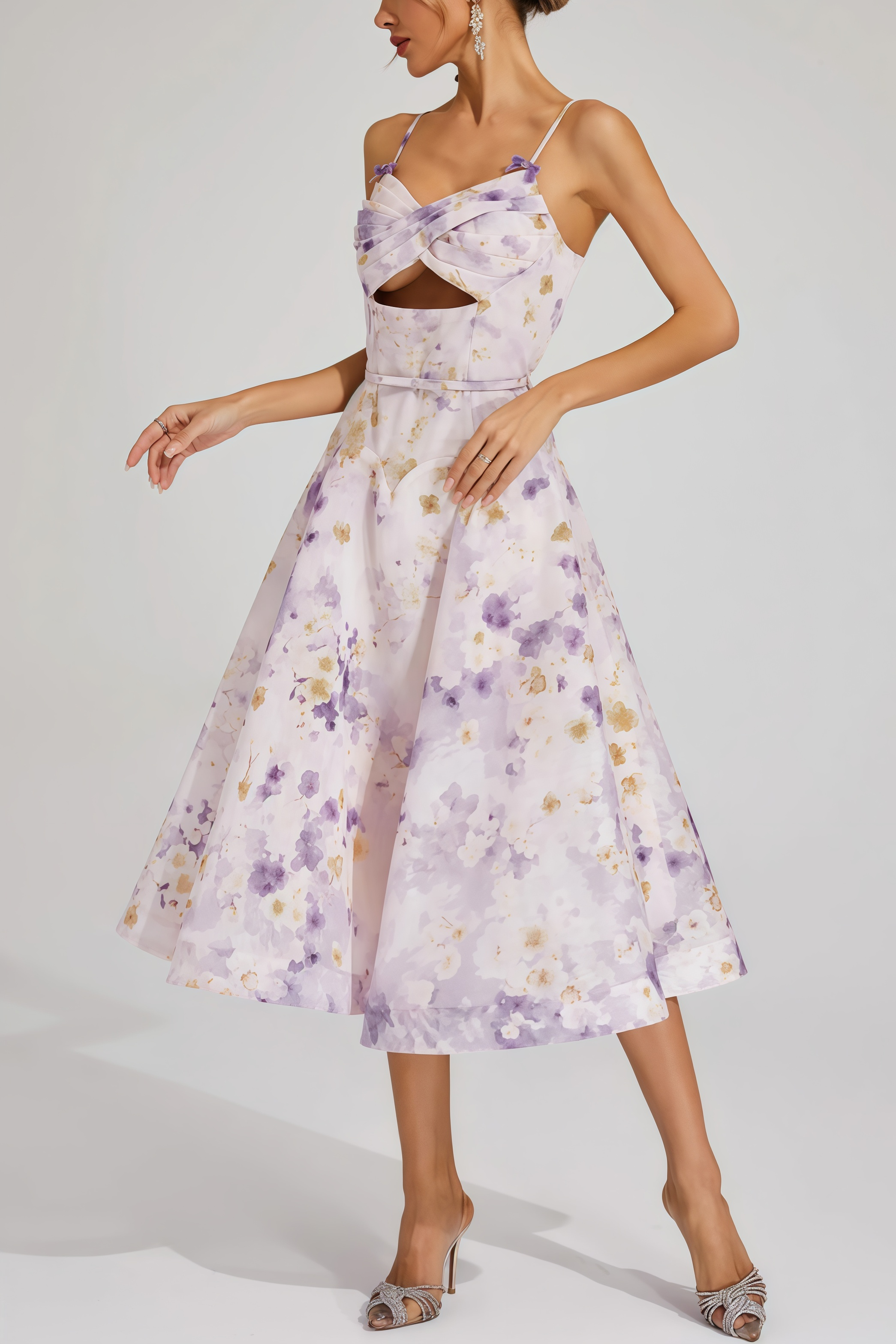 Laurns Purple Holiday Slip Midi Dress