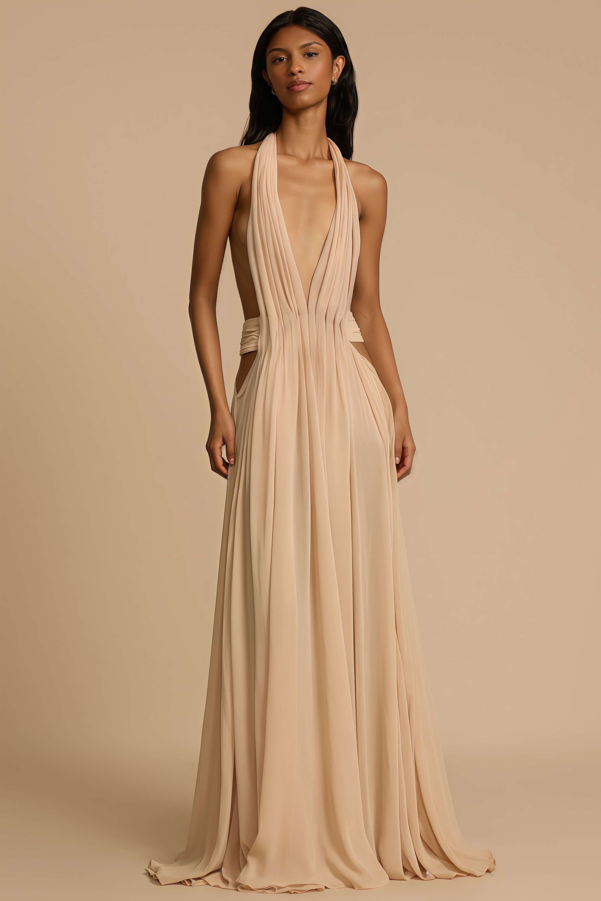 Zandok Sleeveless Backless Slit Maxi Dress