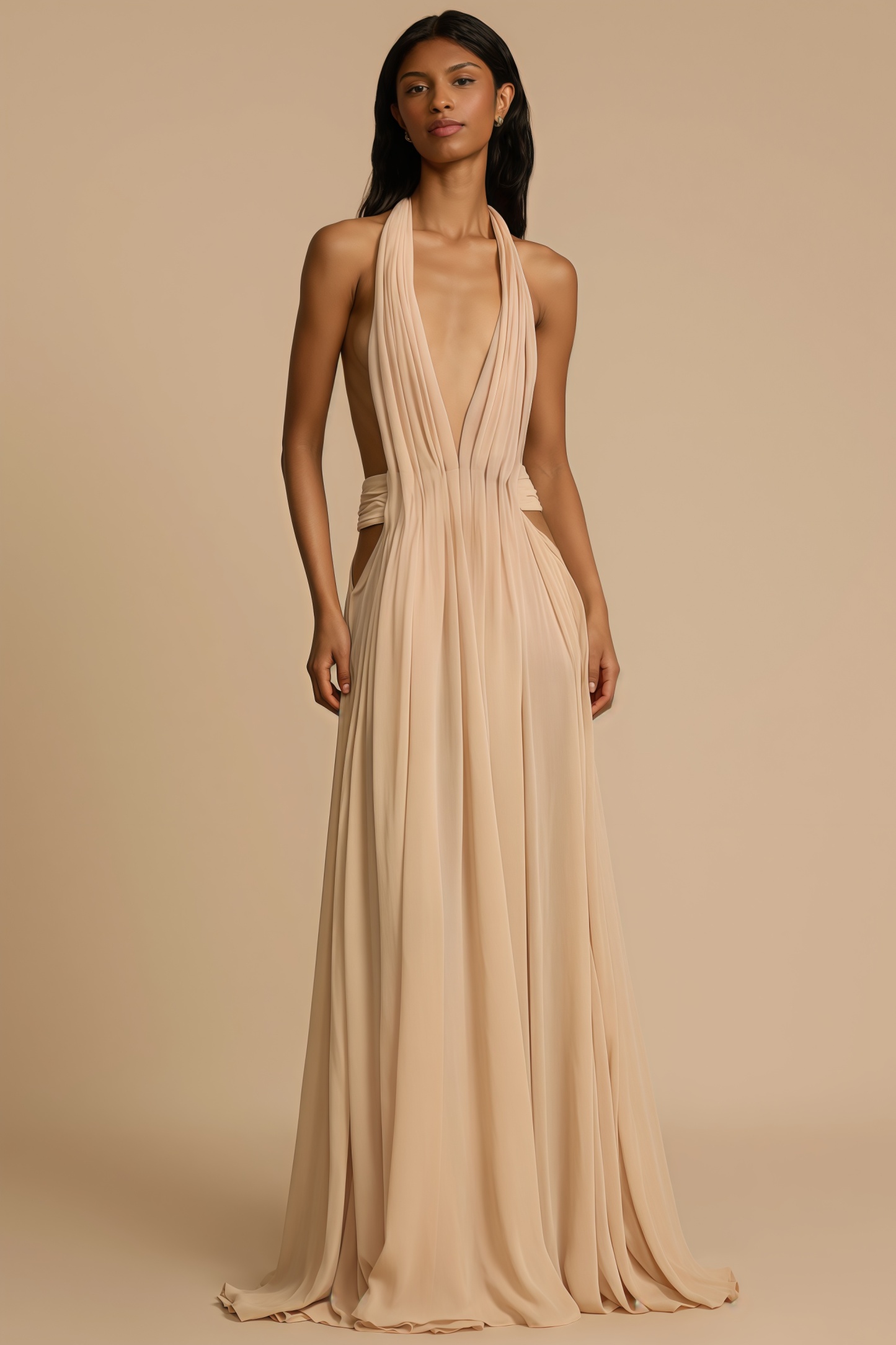 Zandok Sleeveless Backless Slit Maxi Dress