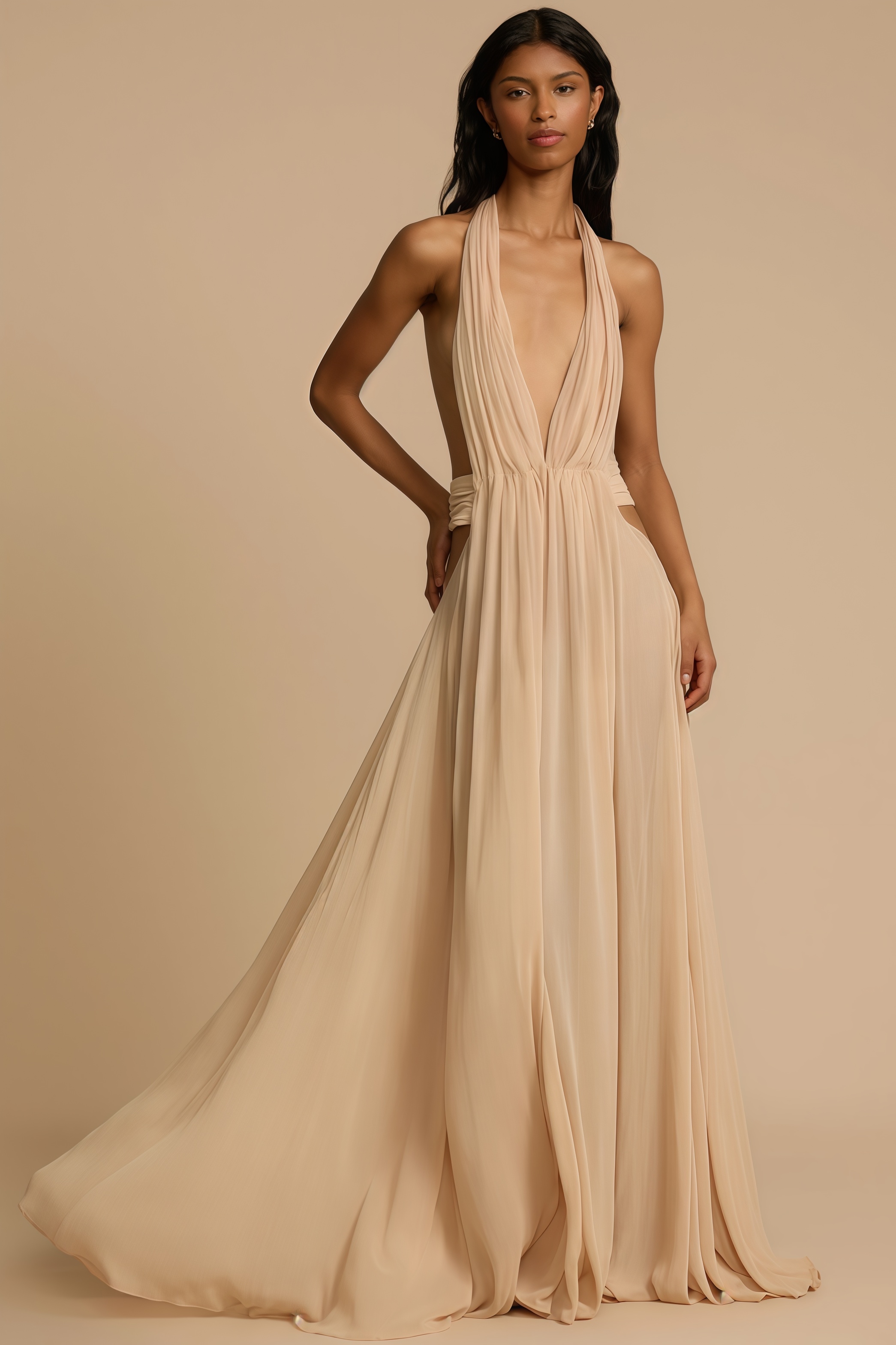 Zandok Sleeveless Backless Slit Maxi Dress