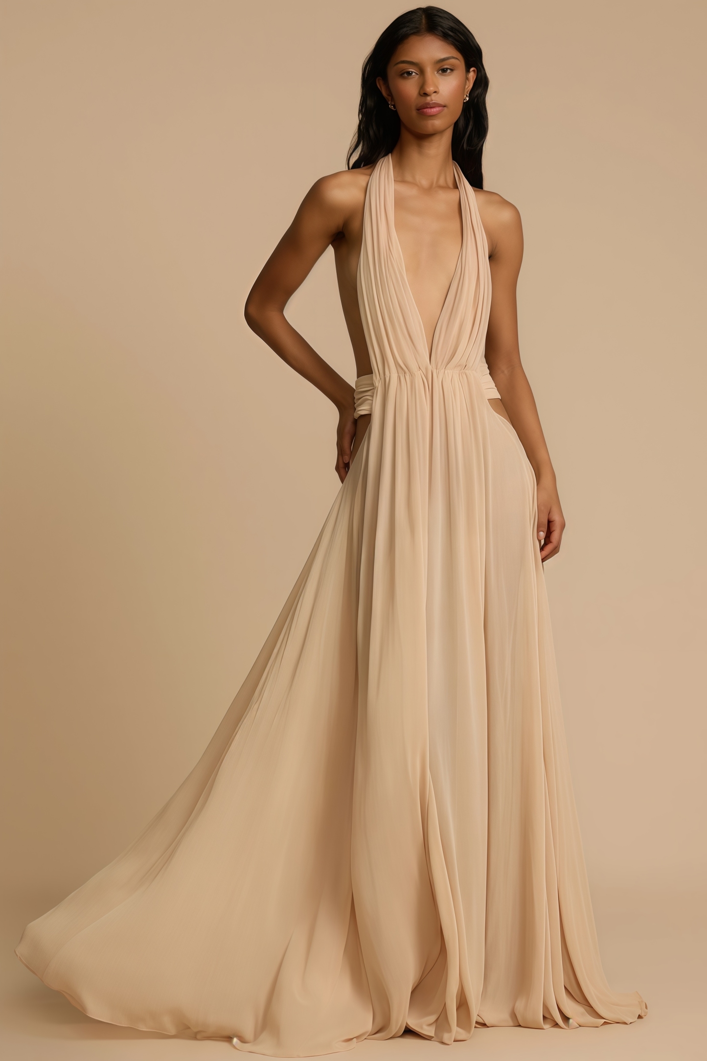 Zandok Sleeveless Backless Slit Maxi Dress