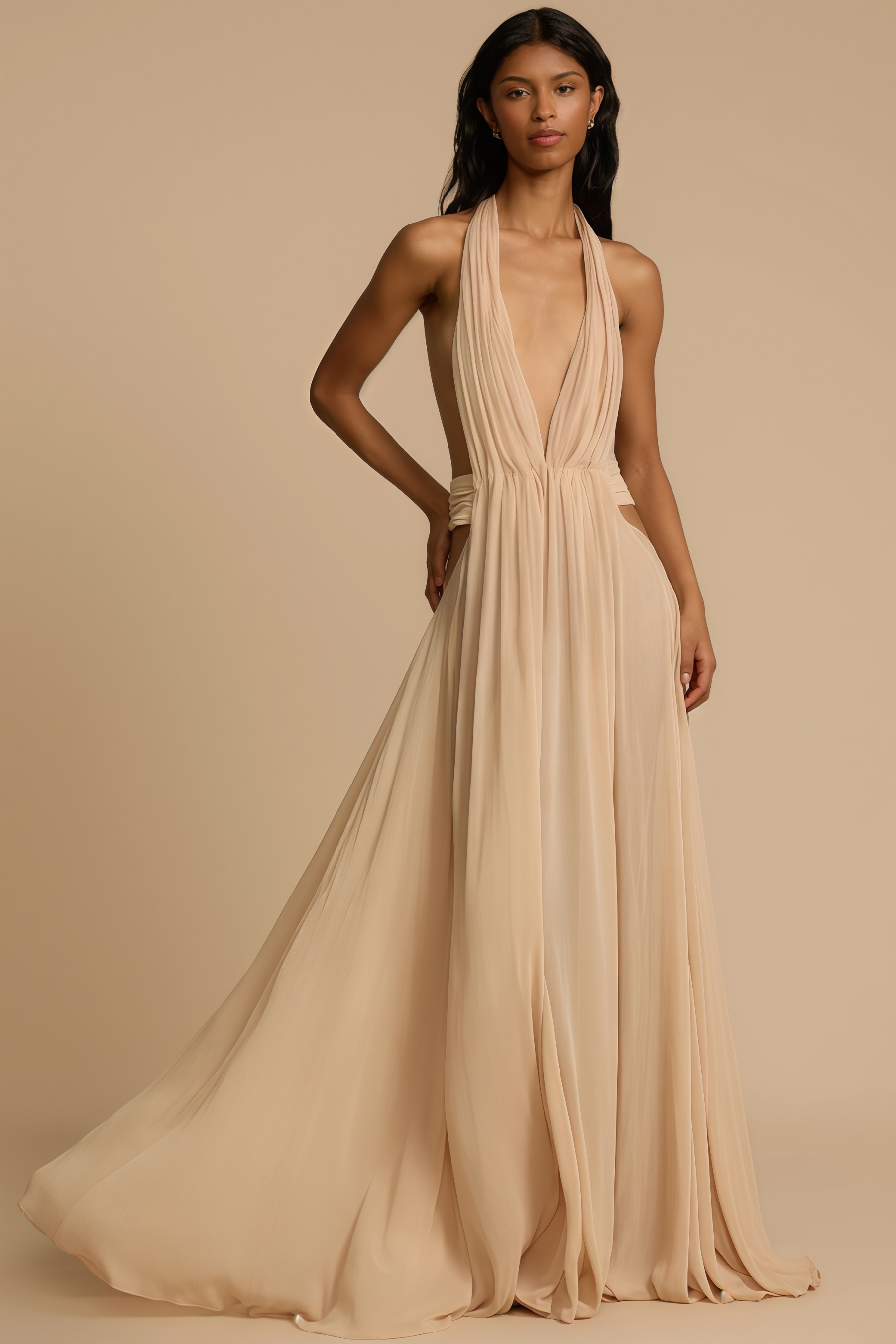 Zandok Sleeveless Backless Slit Maxi Dress