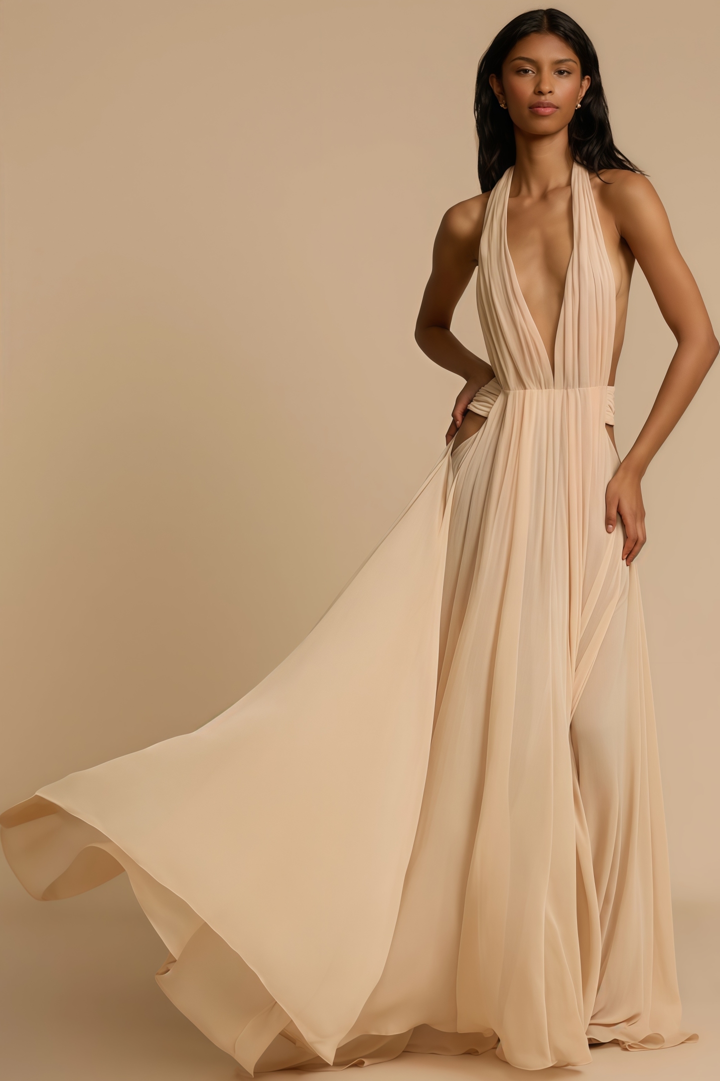Zandok Sleeveless Backless Slit Maxi Dress