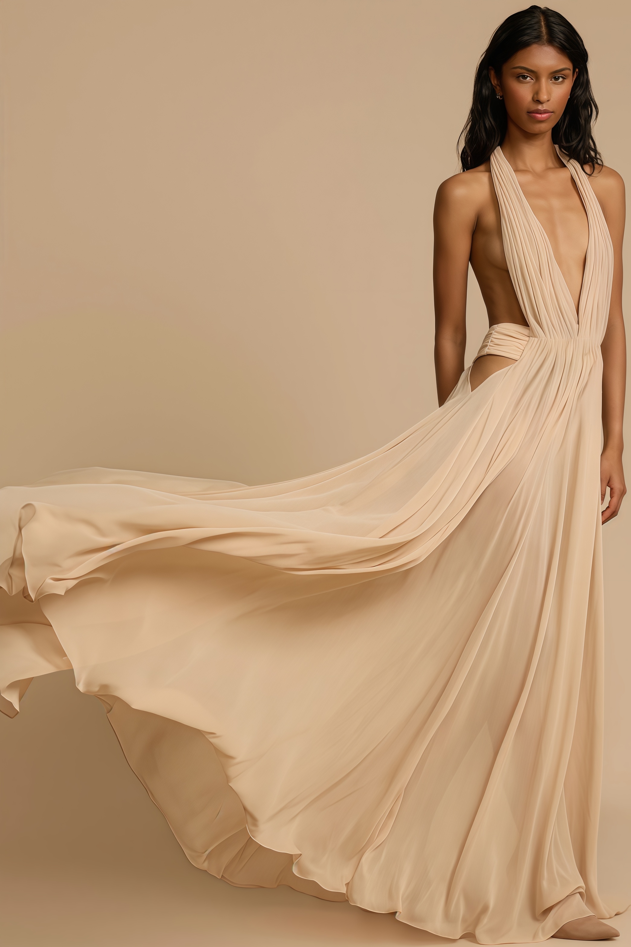 Zandok Sleeveless Backless Slit Maxi Dress