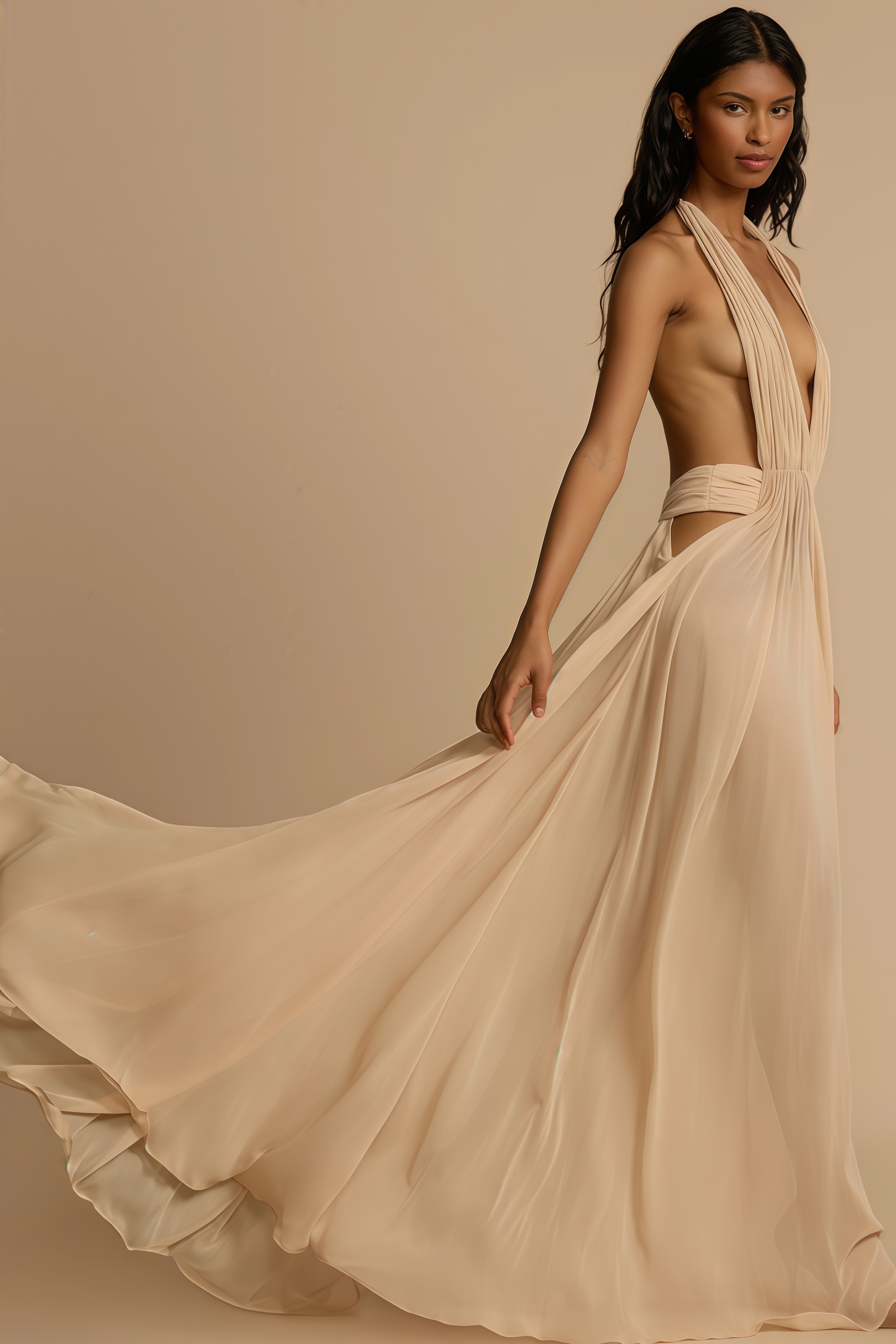 Zandok Sleeveless Backless Slit Maxi Dress
