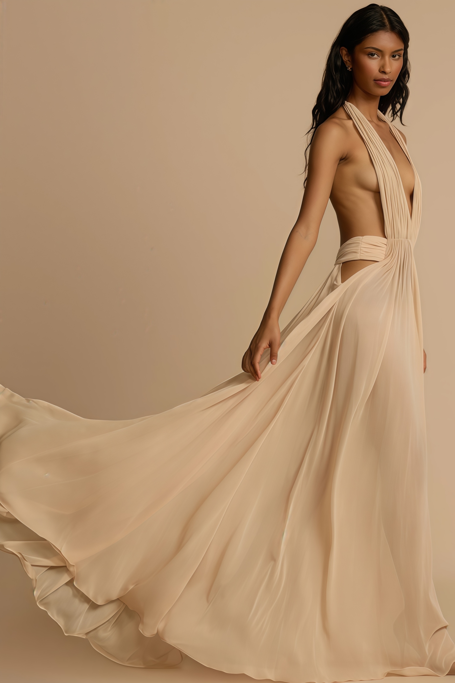 Zandok Sleeveless Backless Slit Maxi Dress