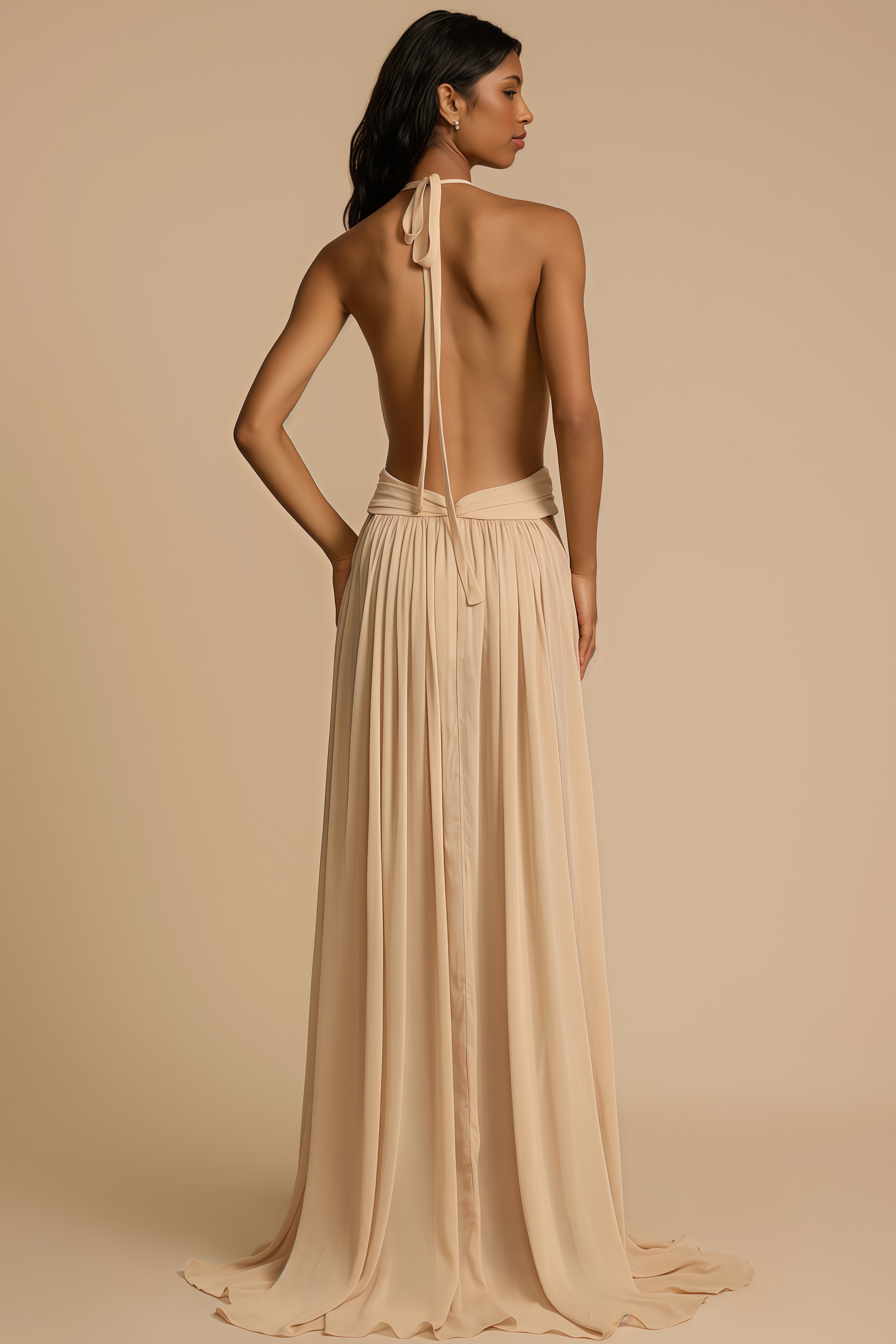 Zandok Sleeveless Backless Slit Maxi Dress