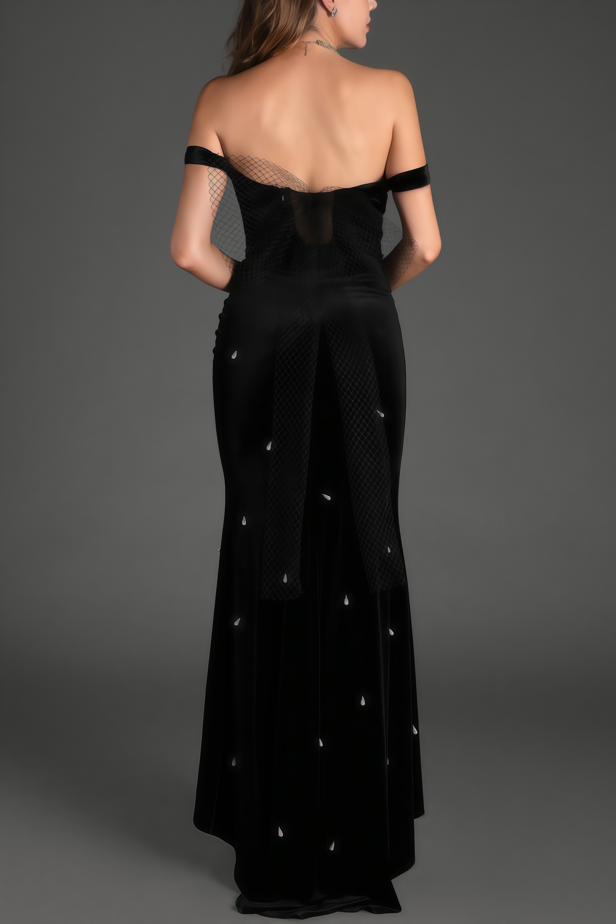Jolie Diamond Bow Mermaid Maxi Dress