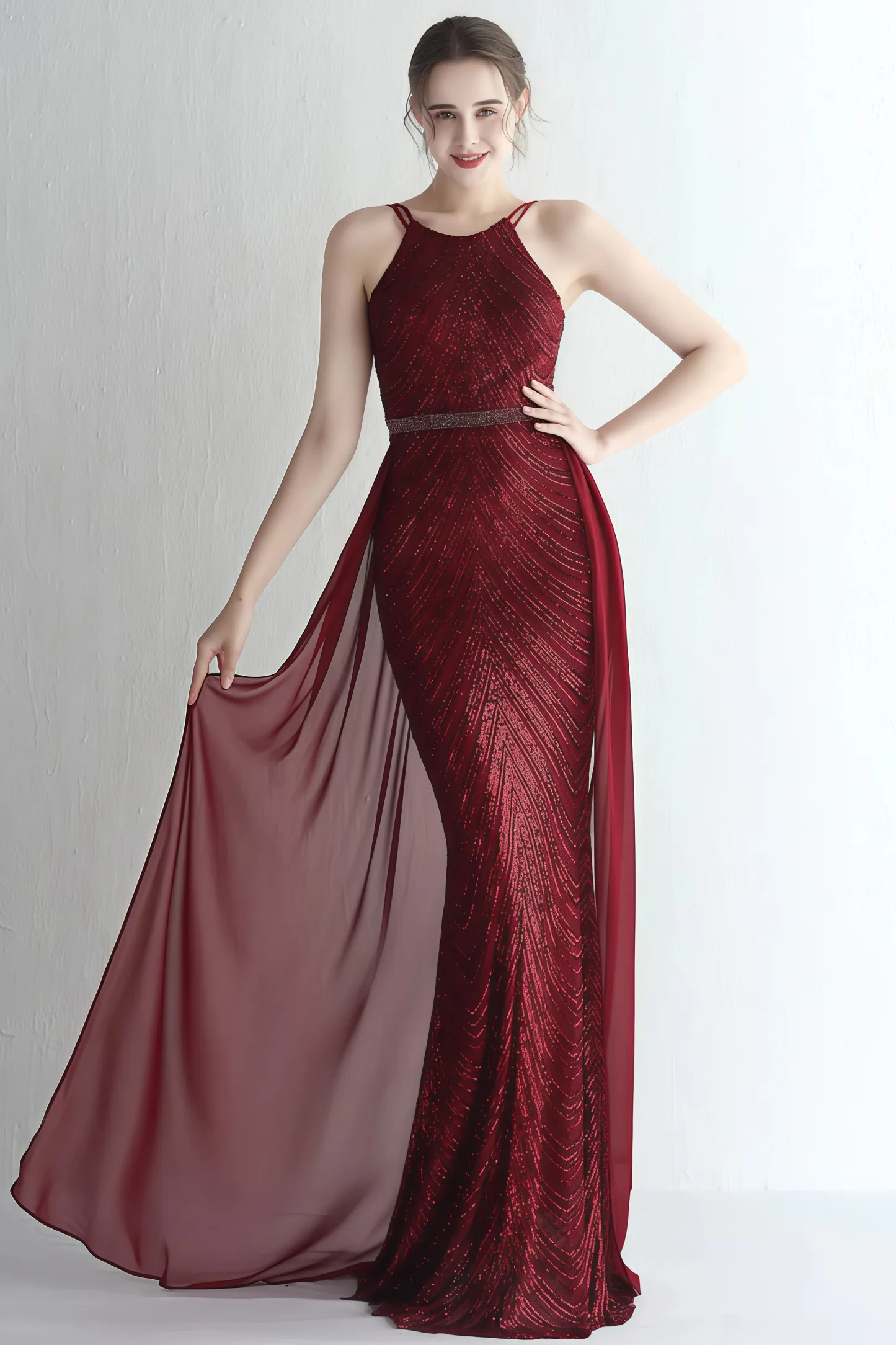 Fritz Spaghetti Strap Sequin Maxi Dress