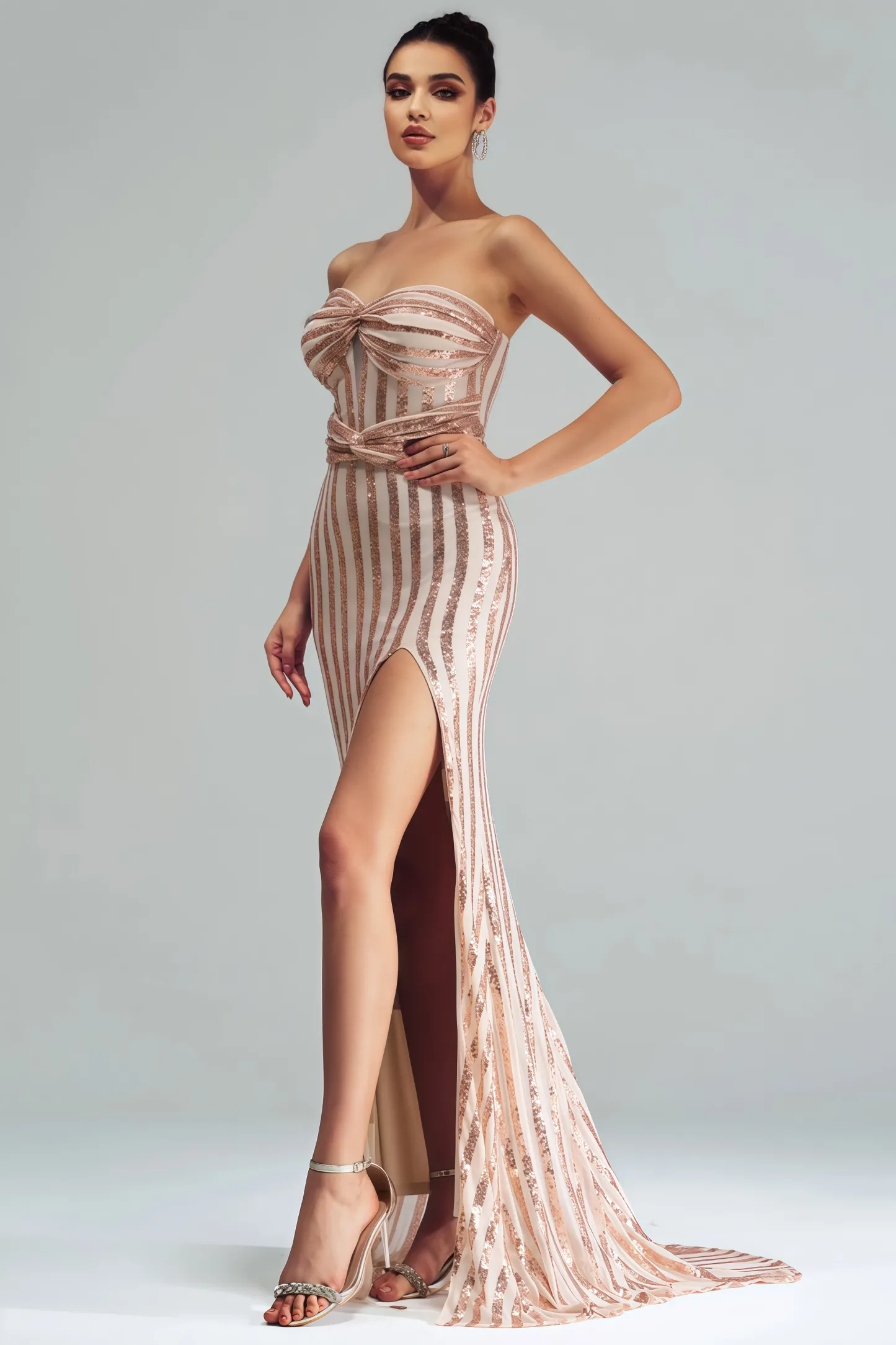 Albie Sheath Sequin Slit Maxi Dress