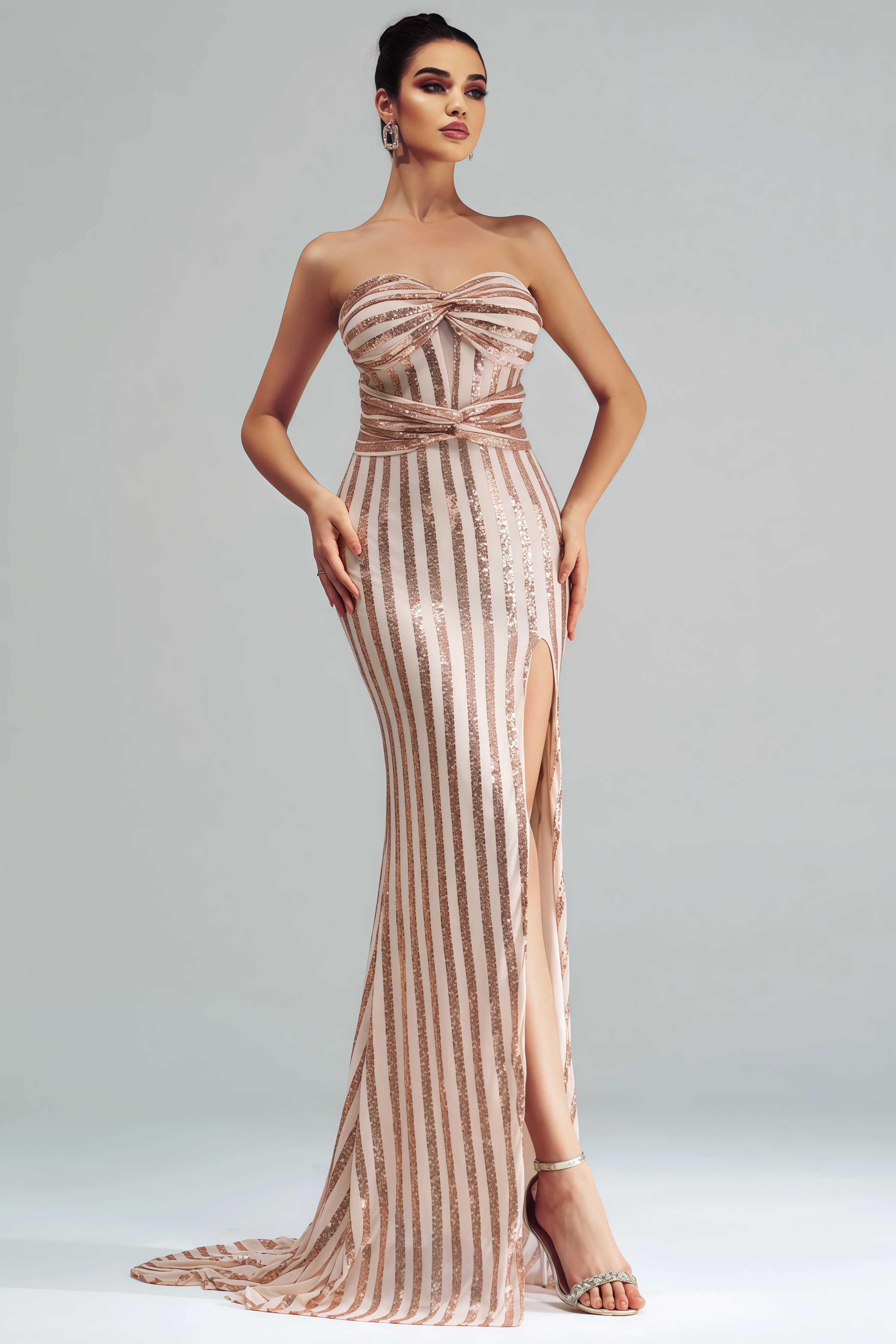 Albie Sheath Sequin Slit Maxi Dress
