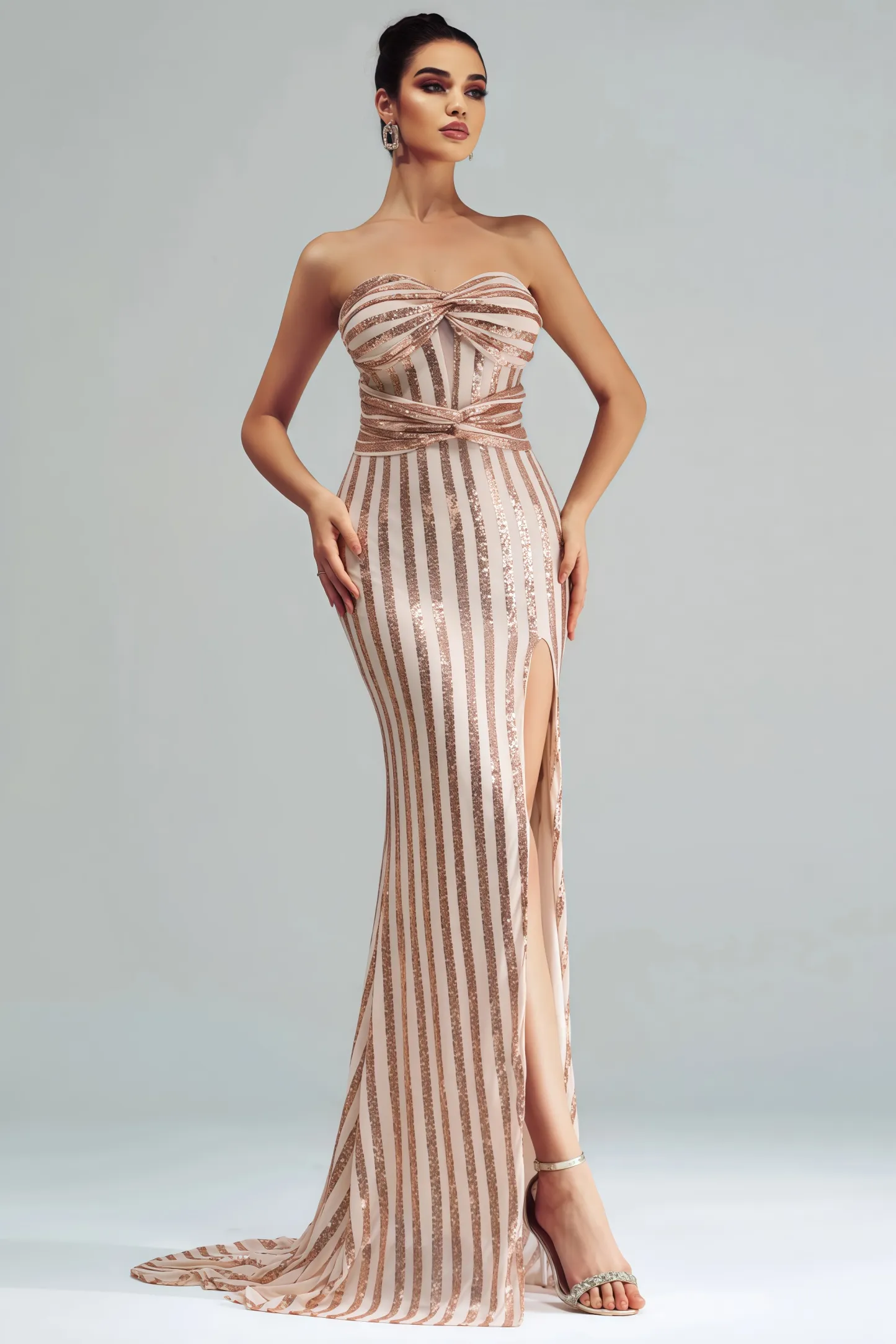 Albie Sheath Sequin Slit Maxi Dress