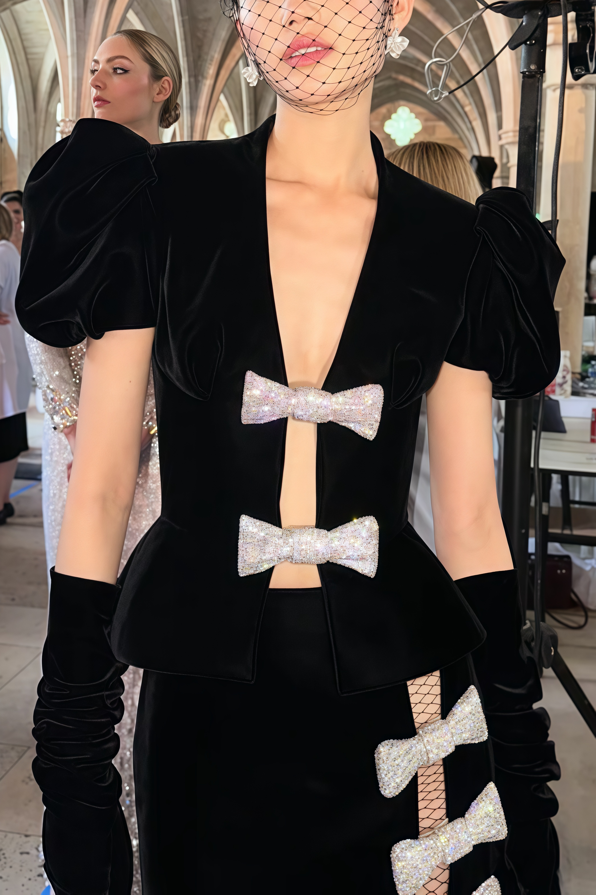 Tyrela Black Bow Midi Dress Two Piece Set