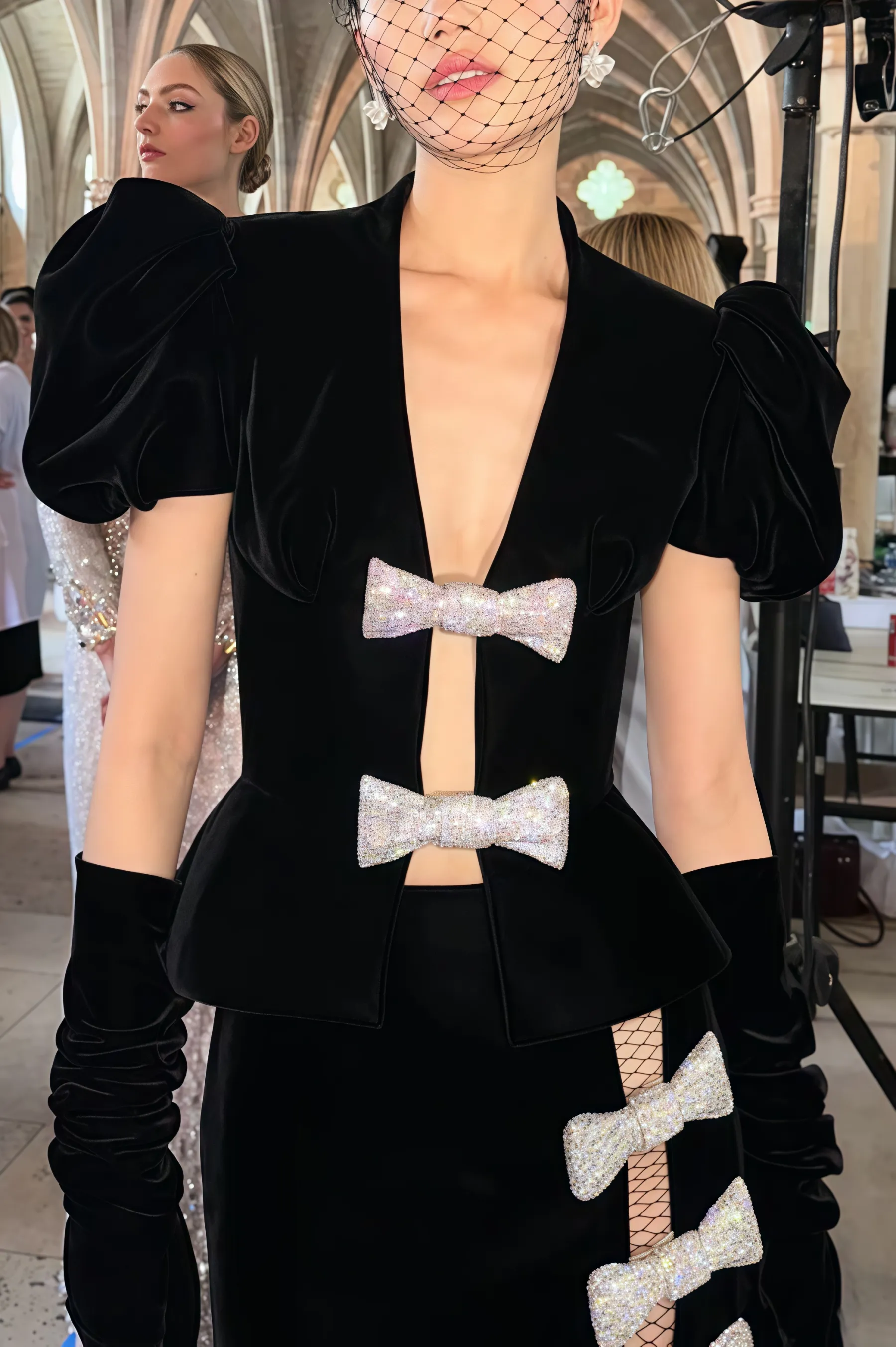 Tyrela Black Bow Midi Dress Two Piece Set
