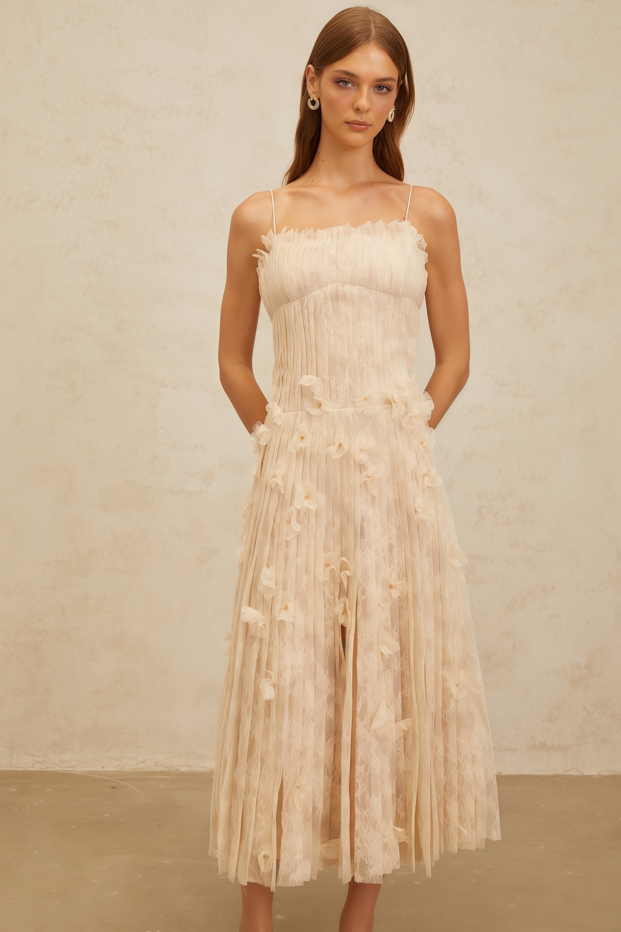 Urikd 3D Flower Strapless Maxi Dress