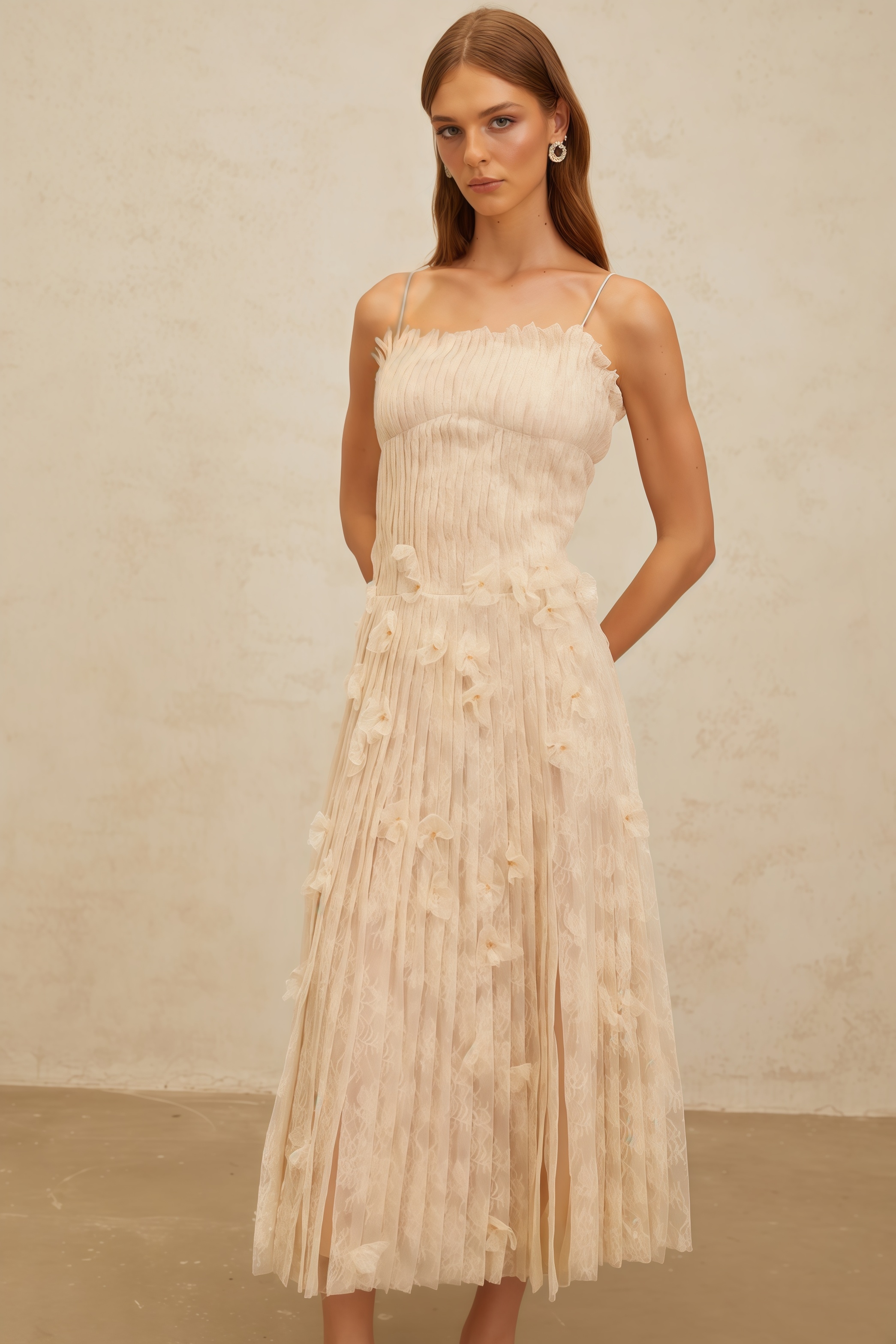Urikd 3D Flower Strapless Maxi Dress