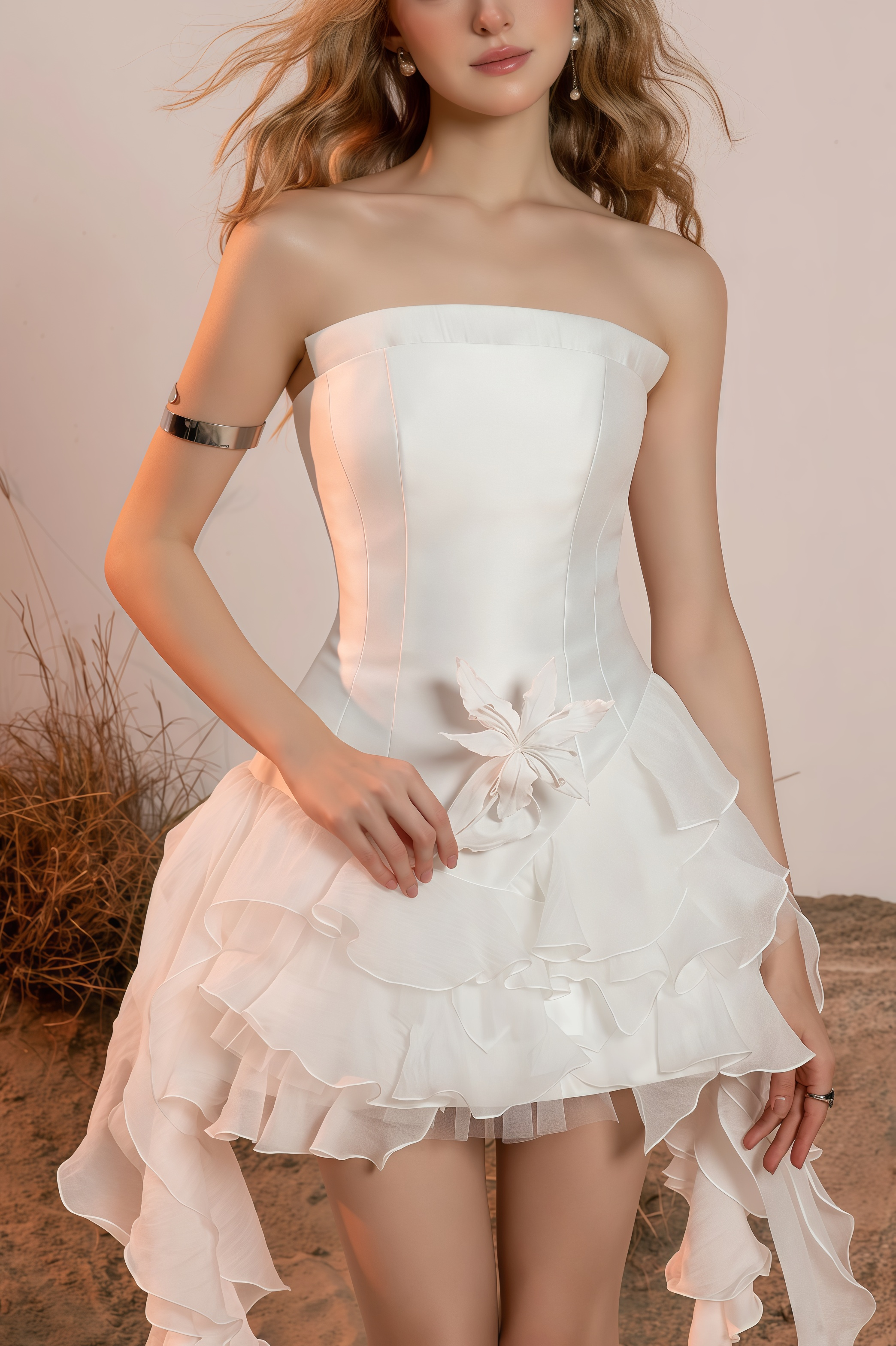 Blayw White Ruffle Flutter Mini Dress