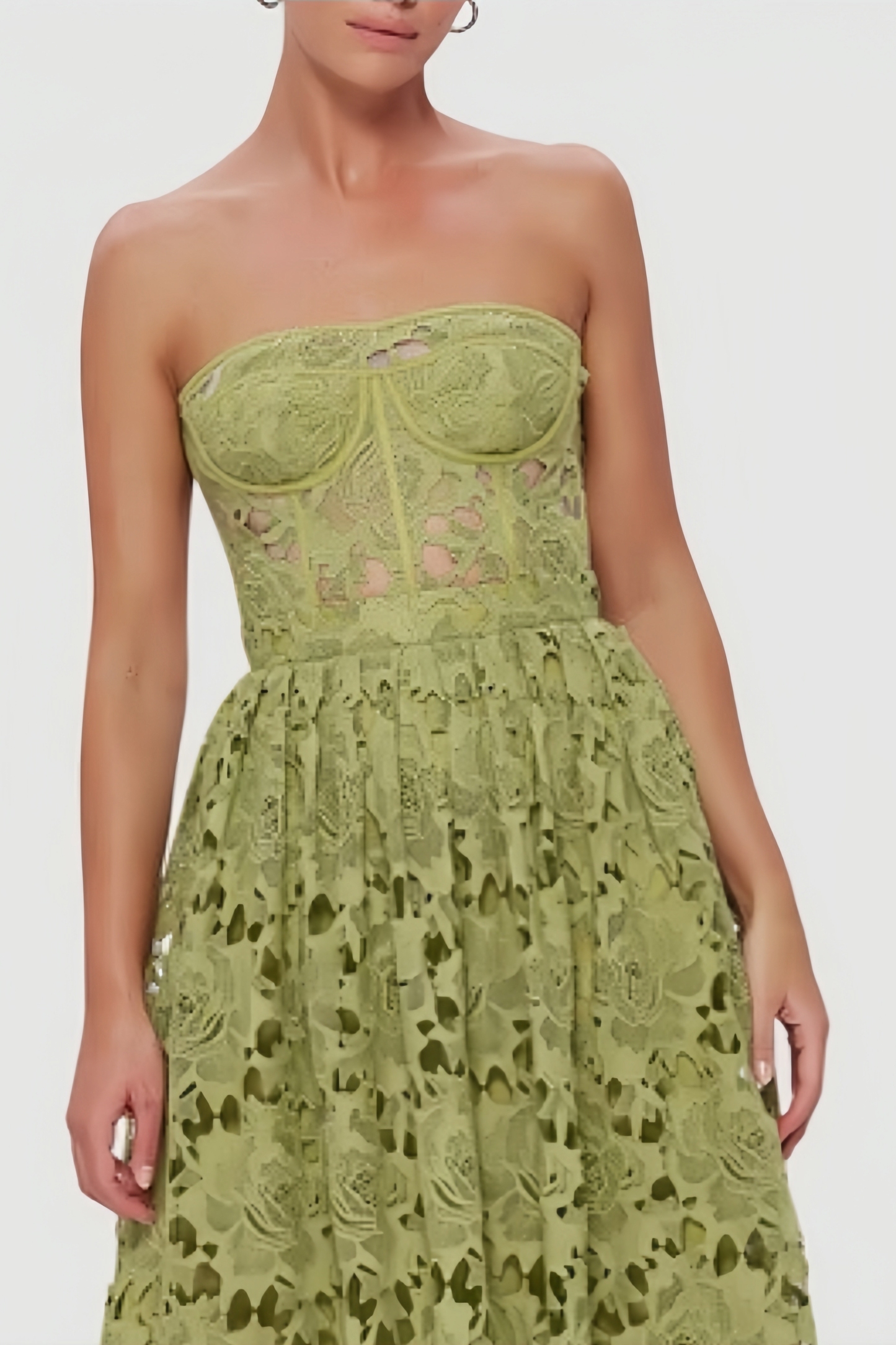 Nashira Green Embroidered Cutout Maxi Dress
