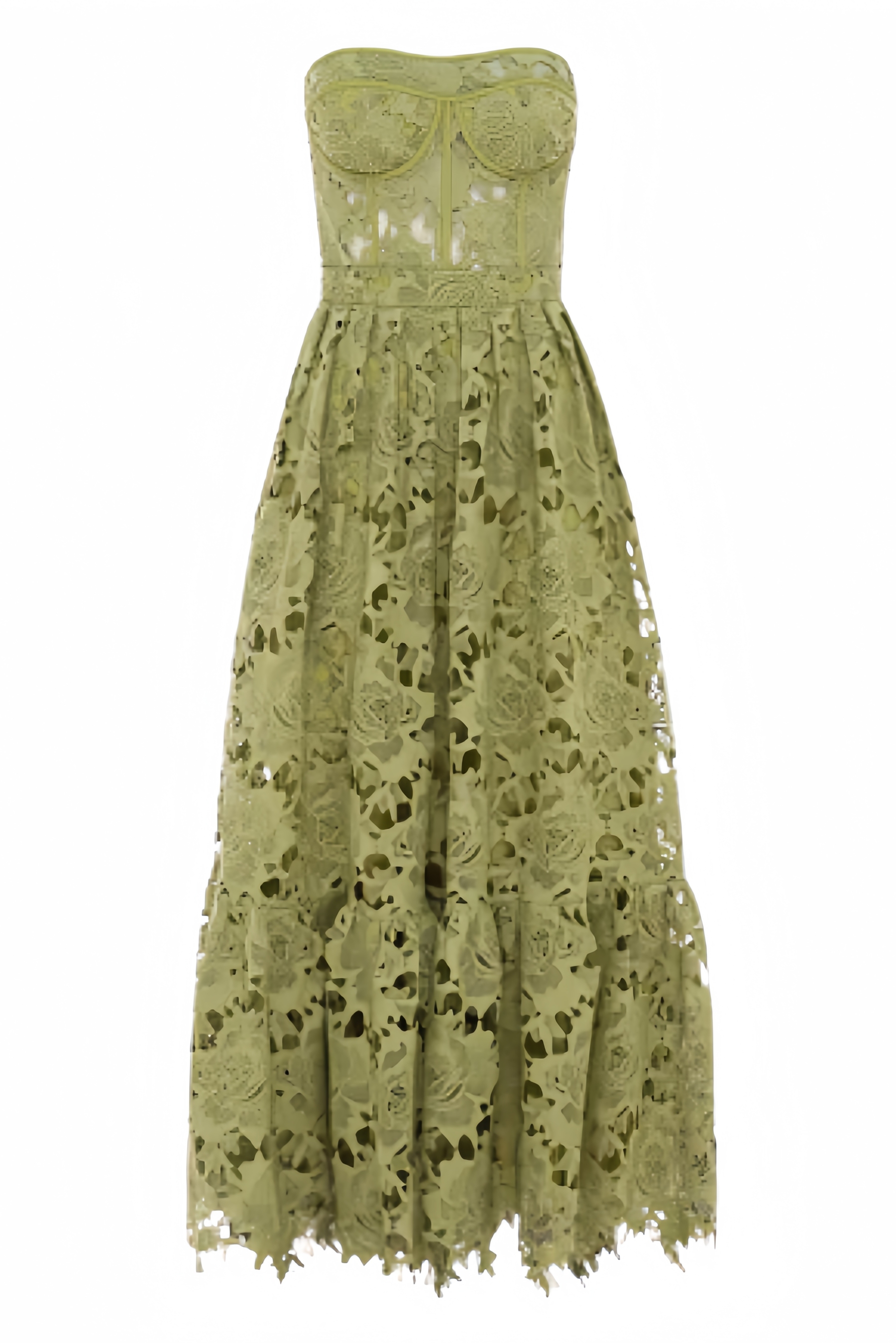 Nashira Green Embroidered Cutout Maxi Dress