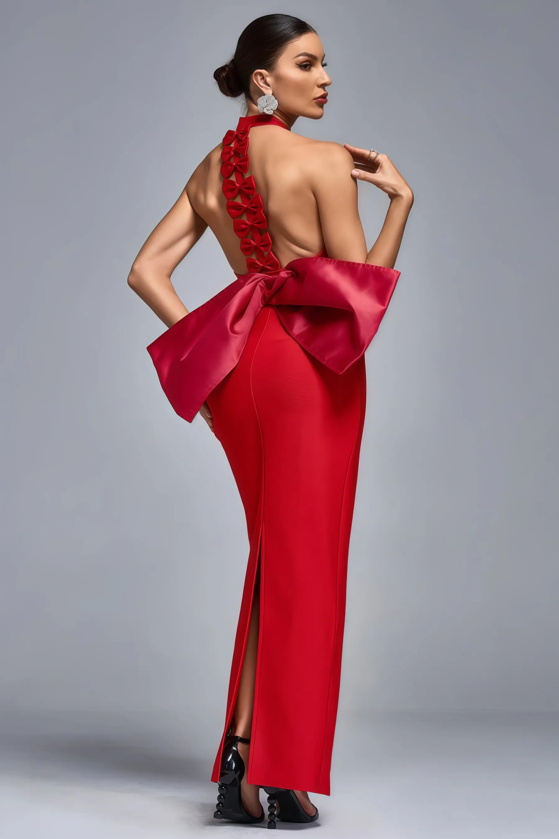 Jikia Red Big Bow Maxi Dress