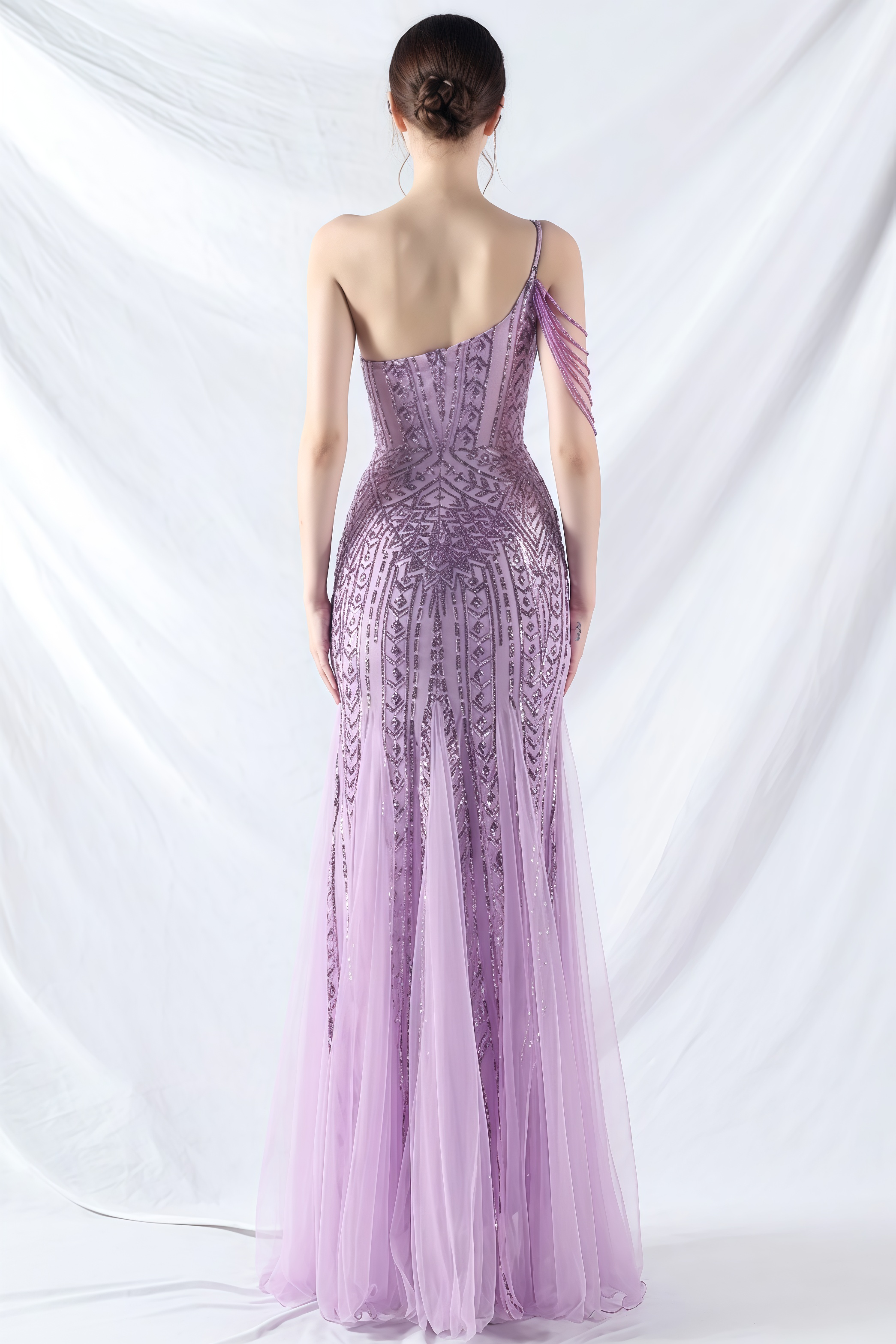 Iris One-Shoulder Sequin A-Line Maxi Dress