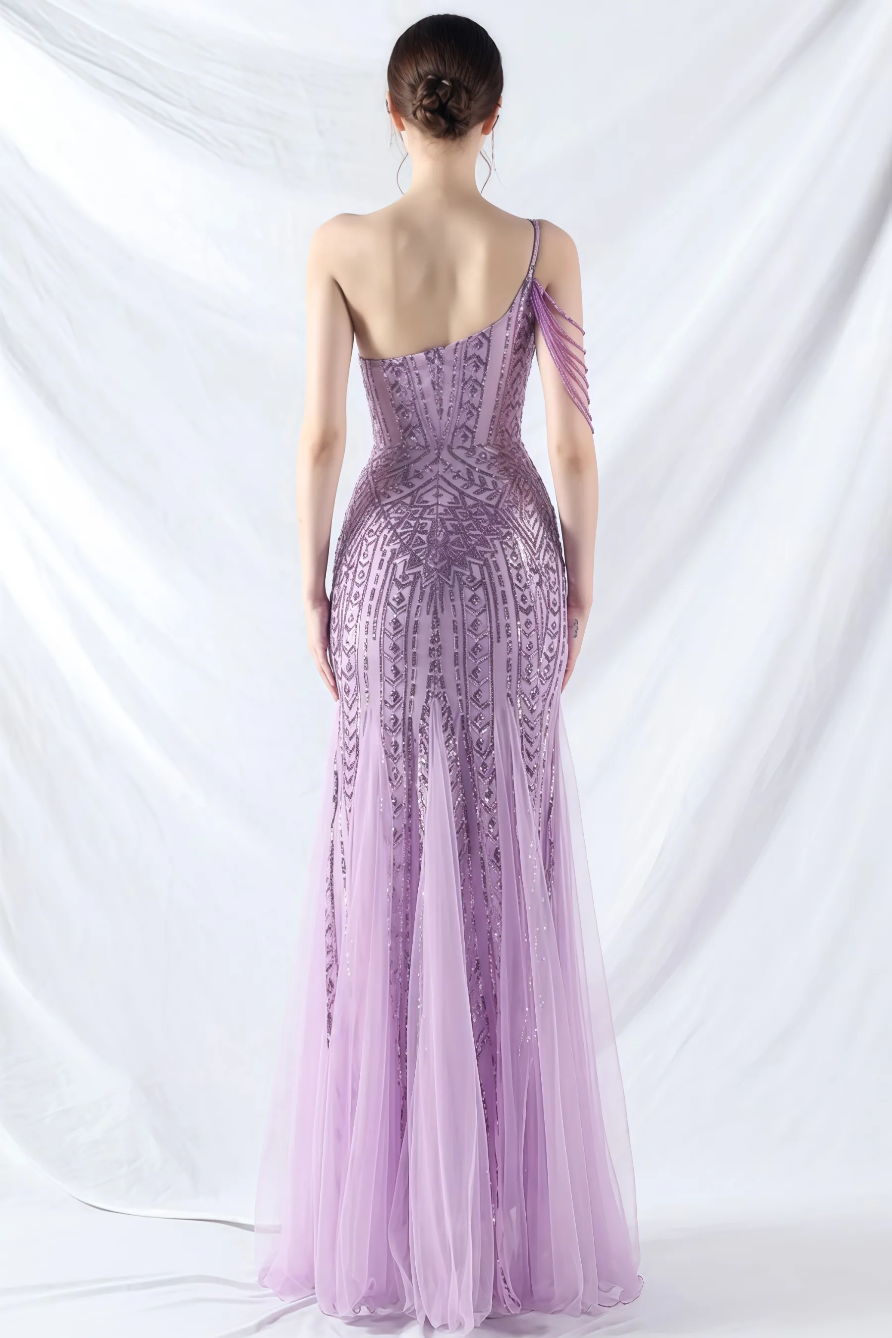 Iris One-Shoulder Sequin A-Line Maxi Dress