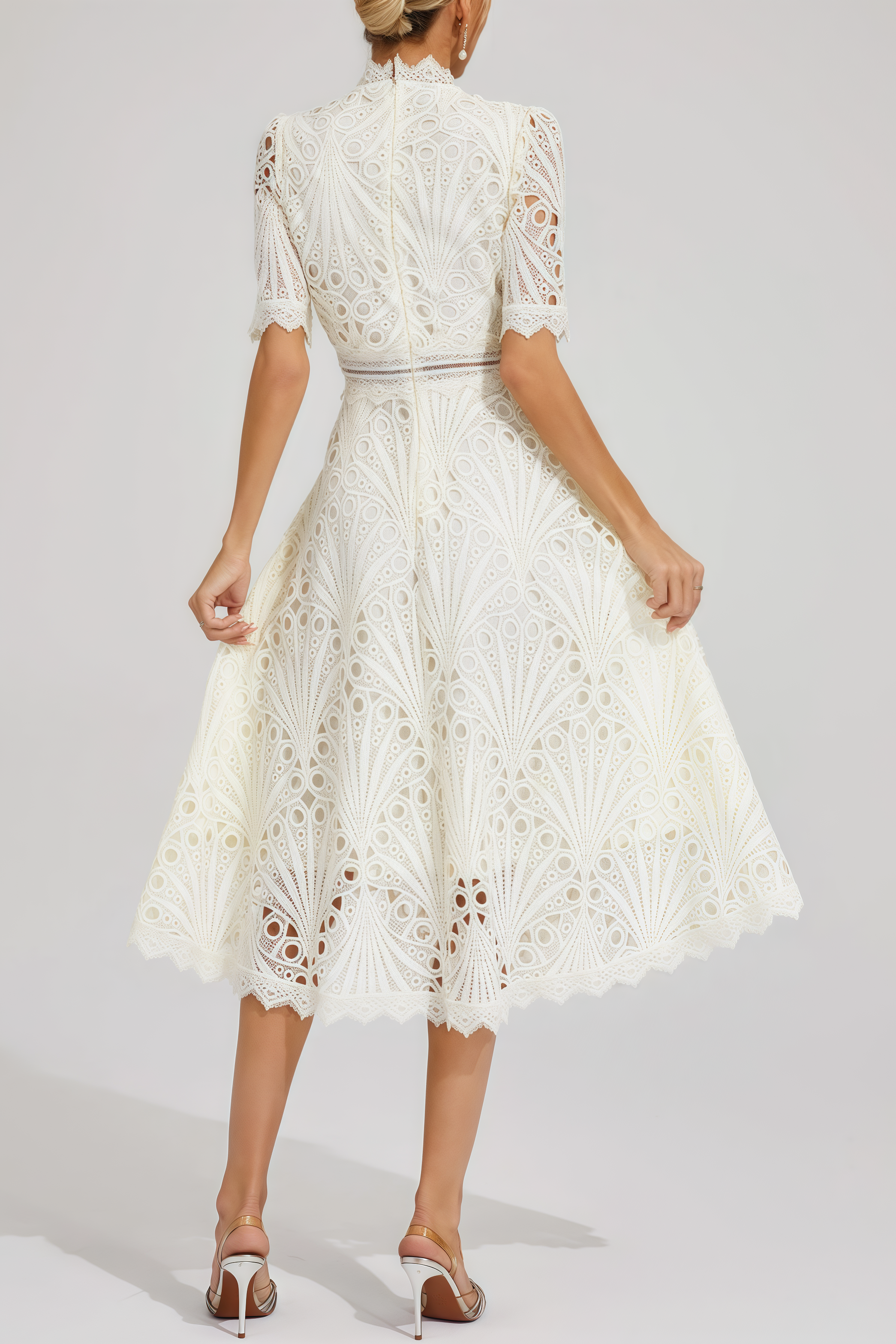 Debors White Cut Out Midi Dress